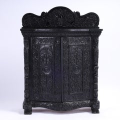 Antique Anglo Indian Carved and Ebonized Cabinet