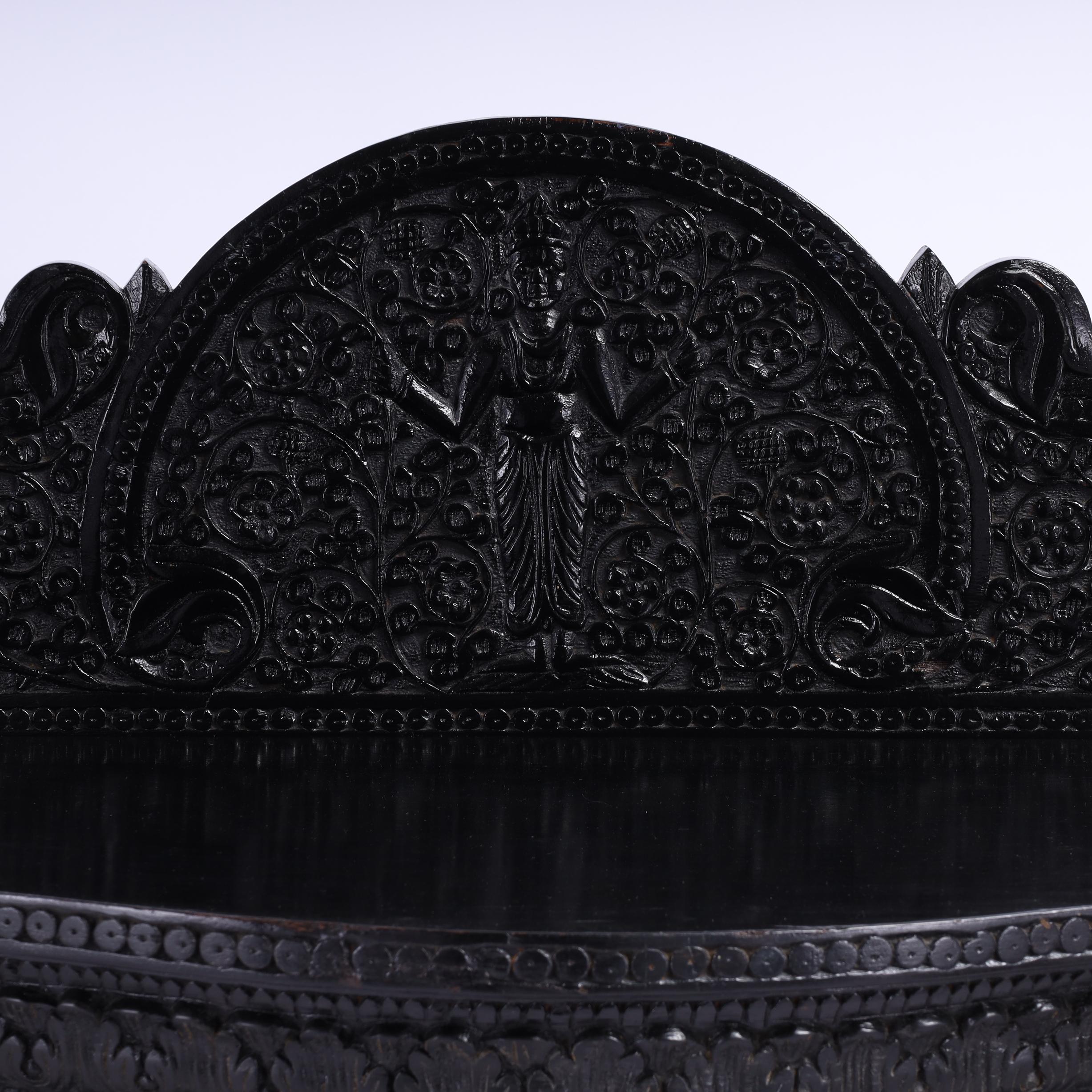 Burmese Antique Anglo Indian Carved and Ebonized Cabinet For Sale