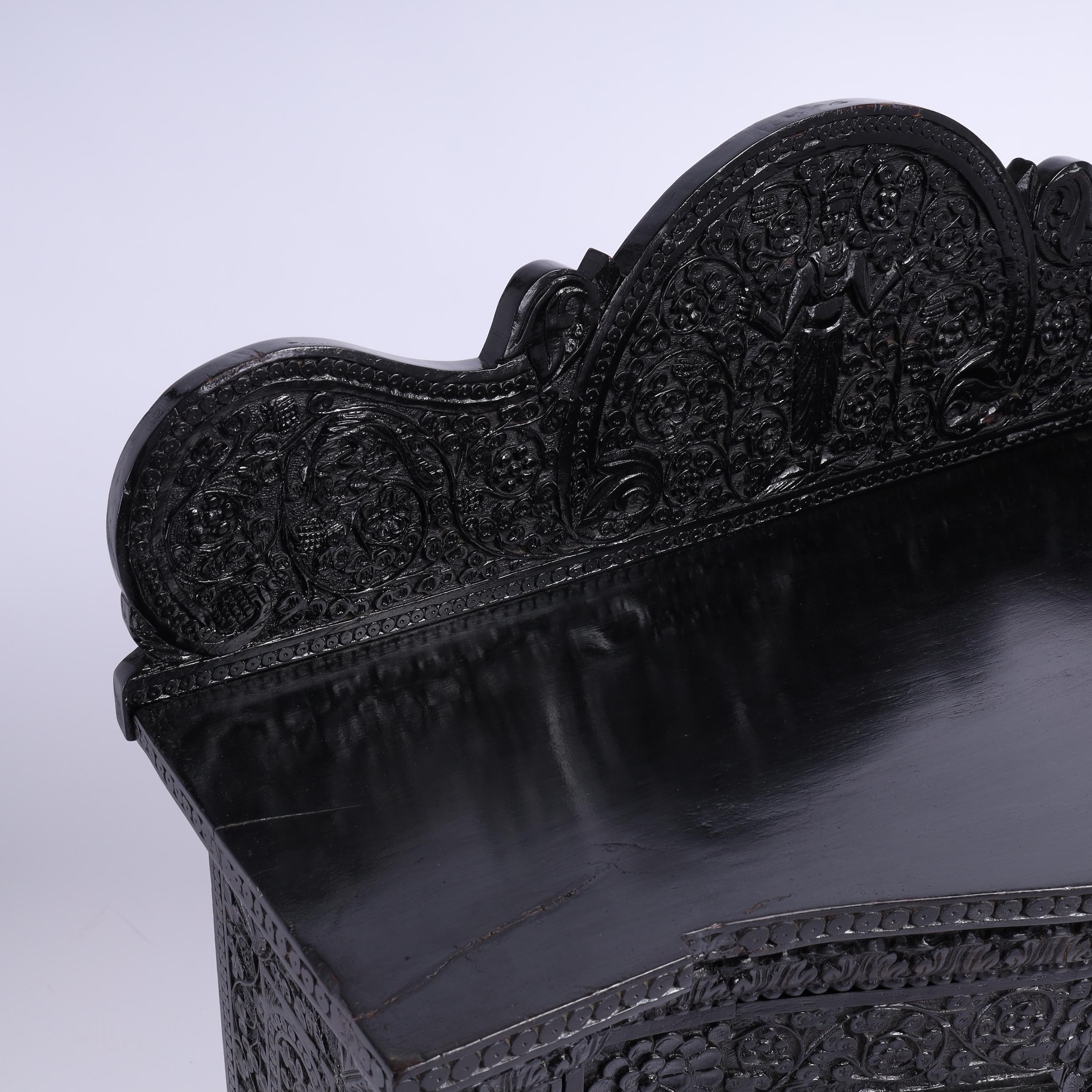 19th Century Antique Anglo Indian Carved and Ebonized Cabinet For Sale