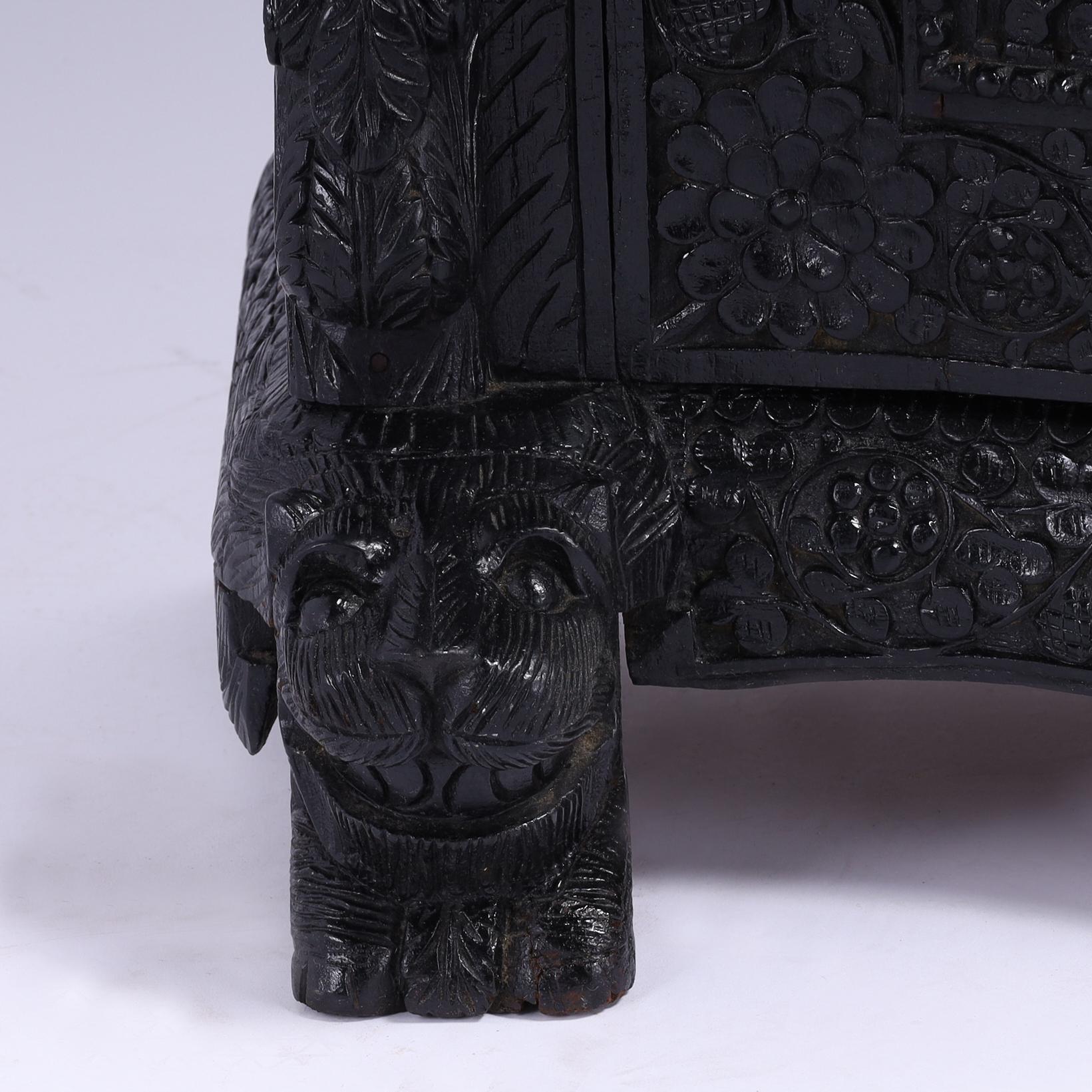 Antique Anglo Indian Carved and Ebonized Cabinet For Sale 2