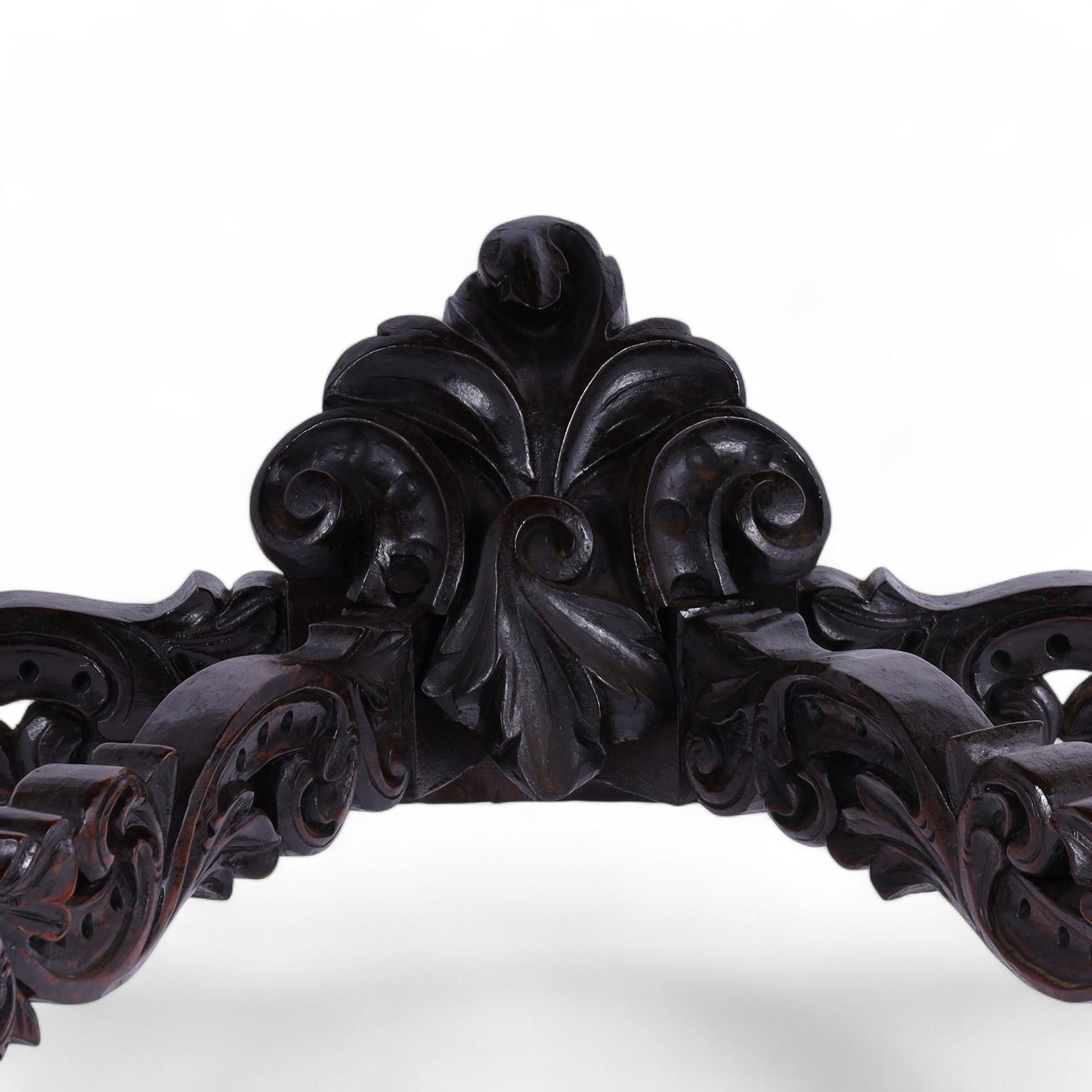 Antique Anglo Indian Carved Demilune Console Table For Sale 4
