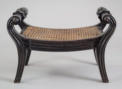 Antique Anglo-Indian Carved Ebony Footstool