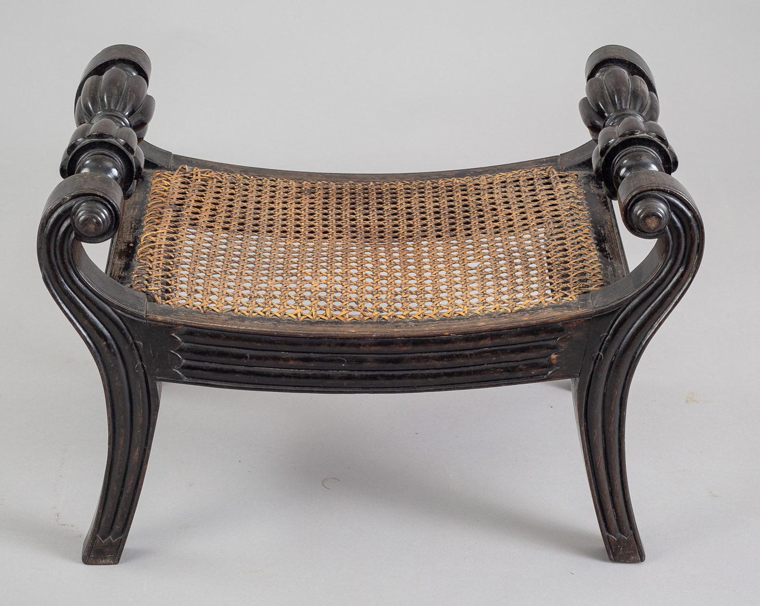 Antique Anglo-Indian Carved Ebony Footstool In Good Condition For Sale In Sheffield, MA