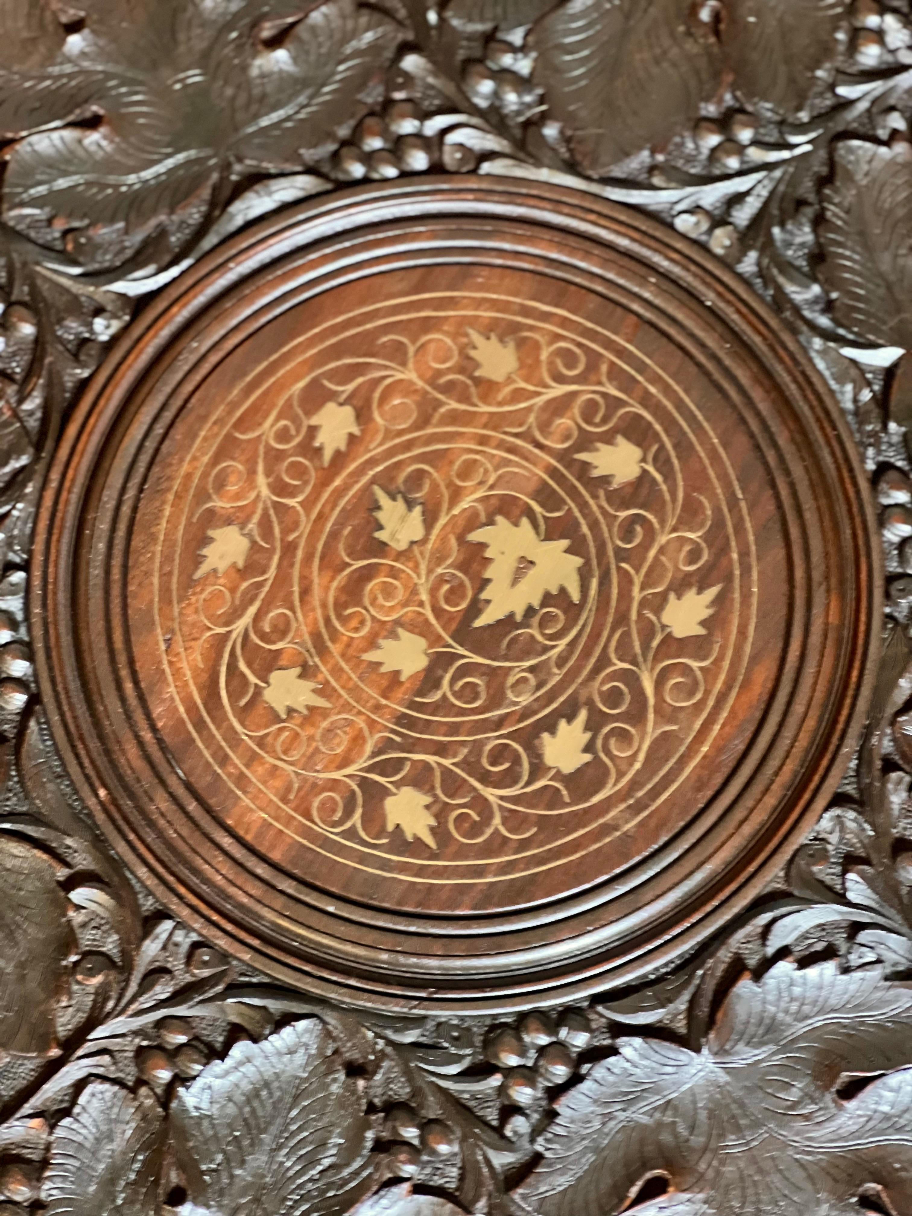 Antique Anglo-Indian Carved Hardwood Round Campaign Side Table en vente 1