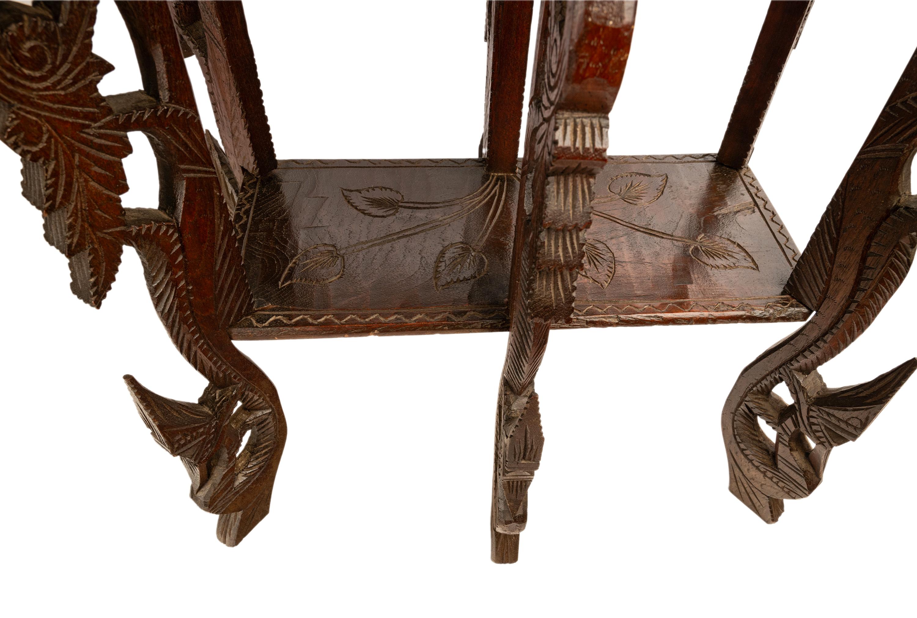 Antique Anglo Indian Carved Rosewood Six Legged Side Table Elephant Tiger 1900 For Sale 13