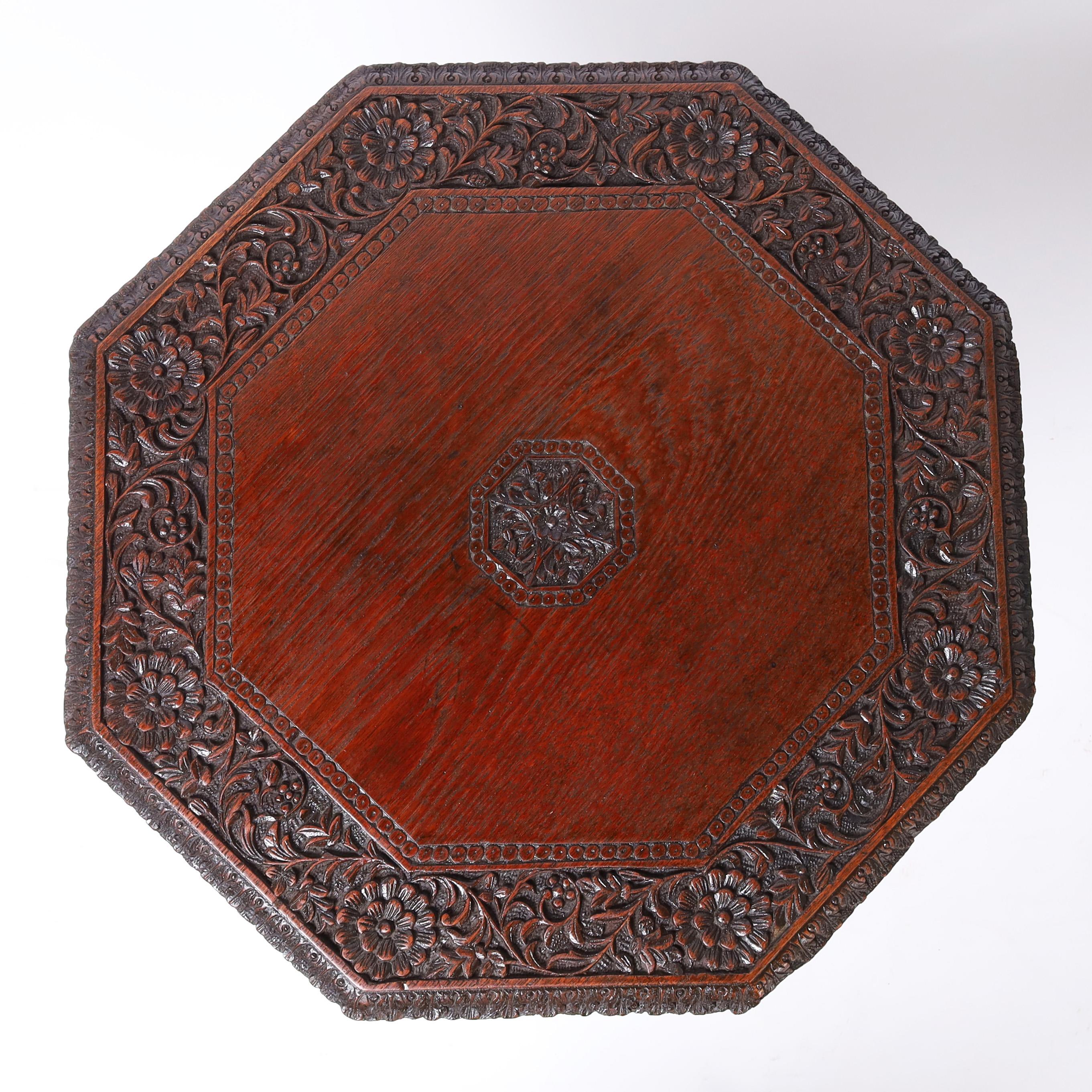 Hand-Crafted Antique Anglo Indian Carved Stand or Table