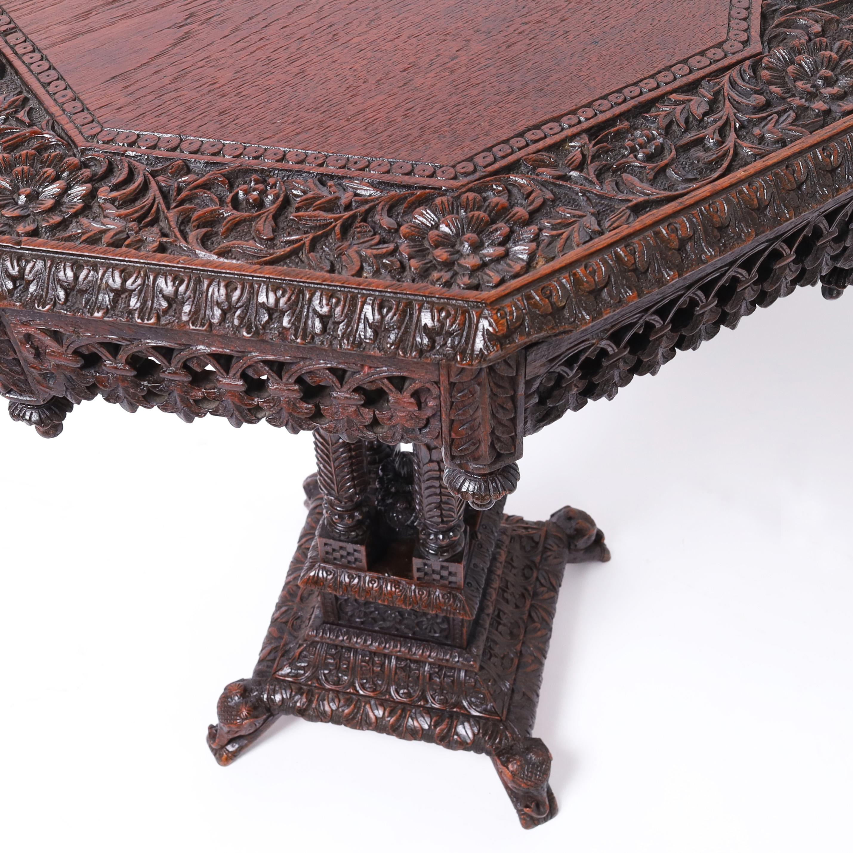 Antique Anglo Indian Carved Stand or Table In Good Condition In Palm Beach, FL