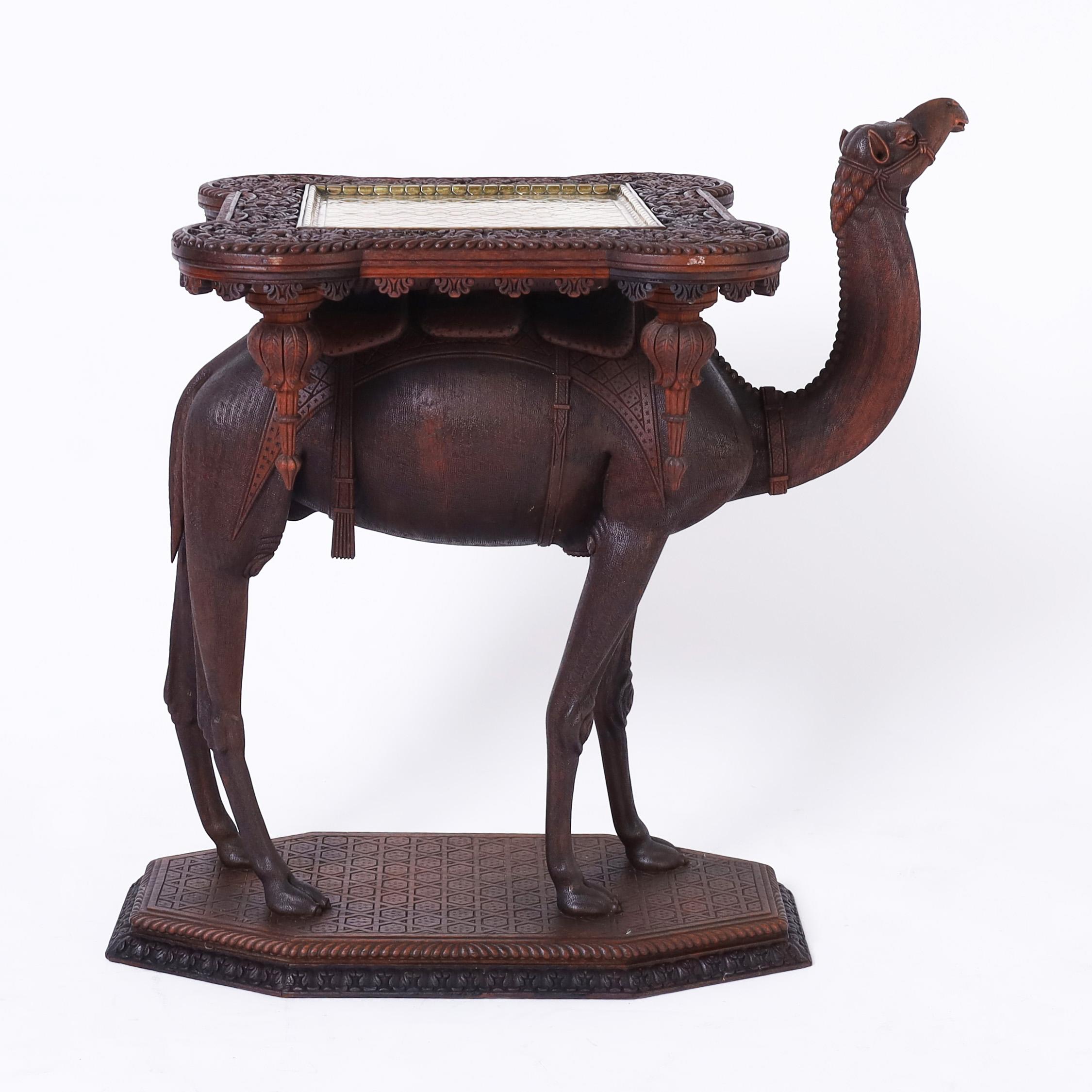Anglo-Indian Antique Anglo Indian Carved Wood Camel Stand or Table For Sale