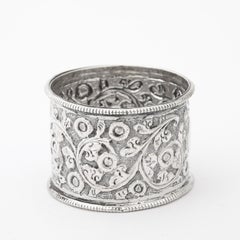 Antique Anglo Indian Colonial Kashmir Silver Napkin Ring with Serpentine Motif