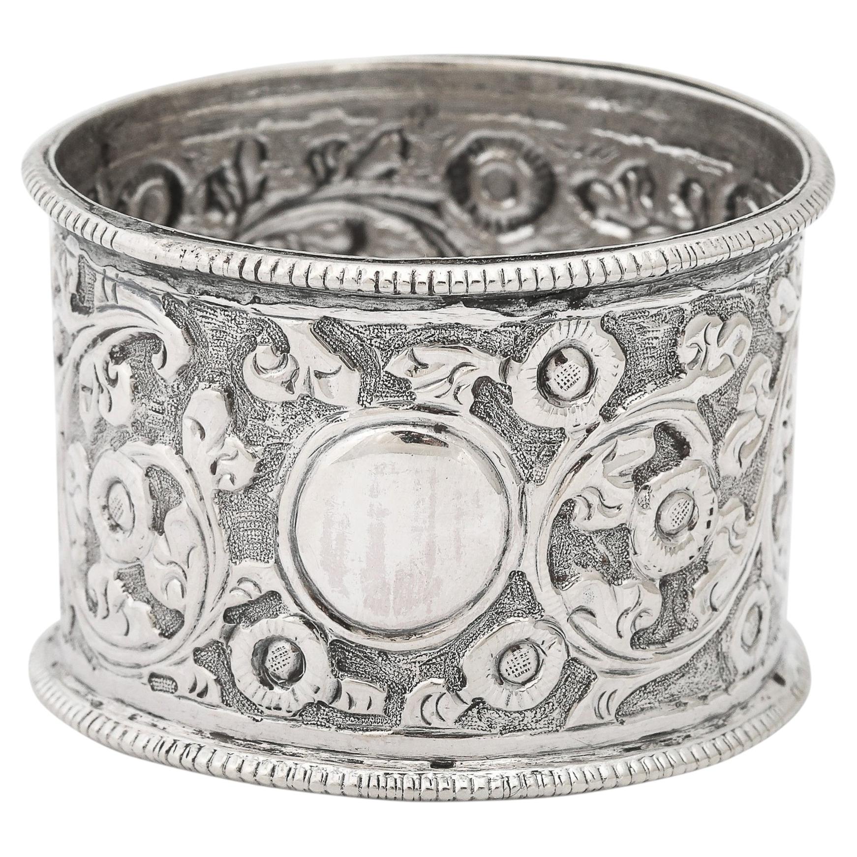 Antique Anglo Indian Colonial Kashmir Silver Napkin Ring with Serpentine Motif