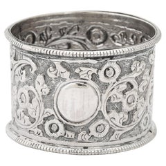 Antique Anglo Indian Colonial Kashmir Silver Napkin Ring with Serpentine Motif