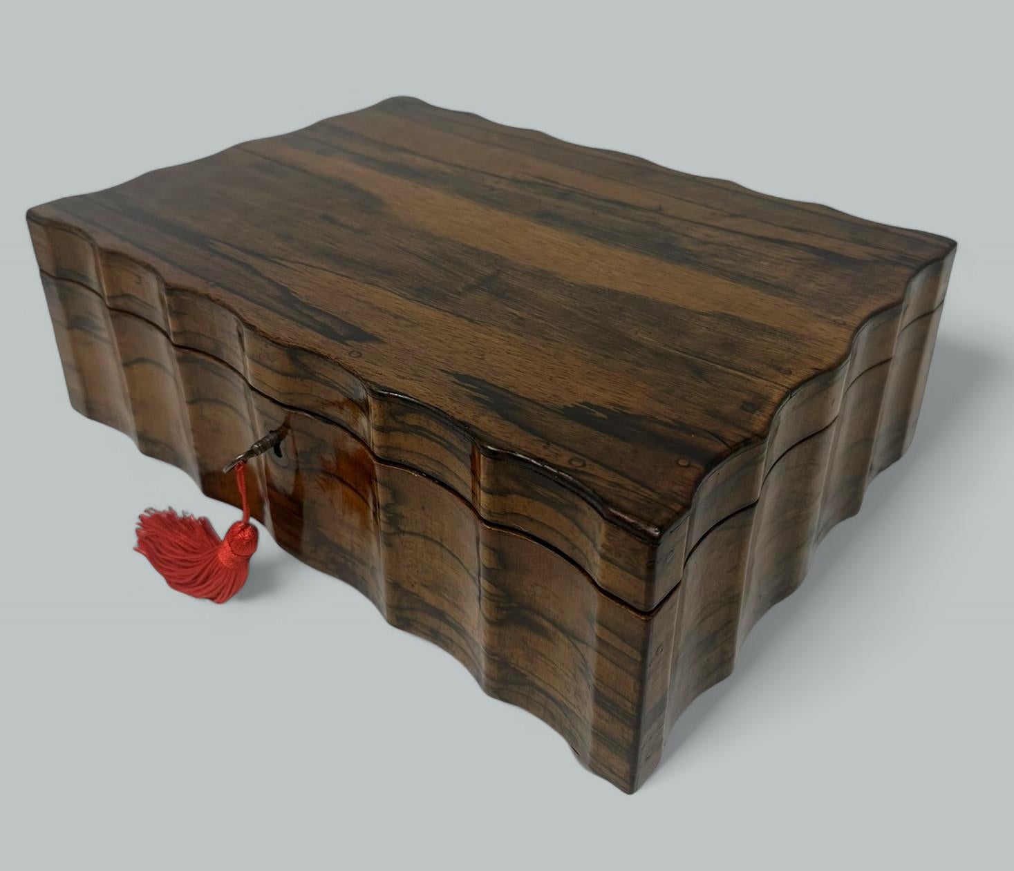 Antique Anglo Indian Coromandel Satinwood Ladys Jewelry Sewing Table Box 19th Ct 4