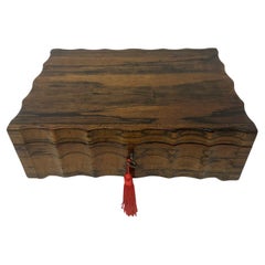 Antique Anglo Indian Coromandel Satinwood Ladys Jewelry Sewing Table Box 19th Ct