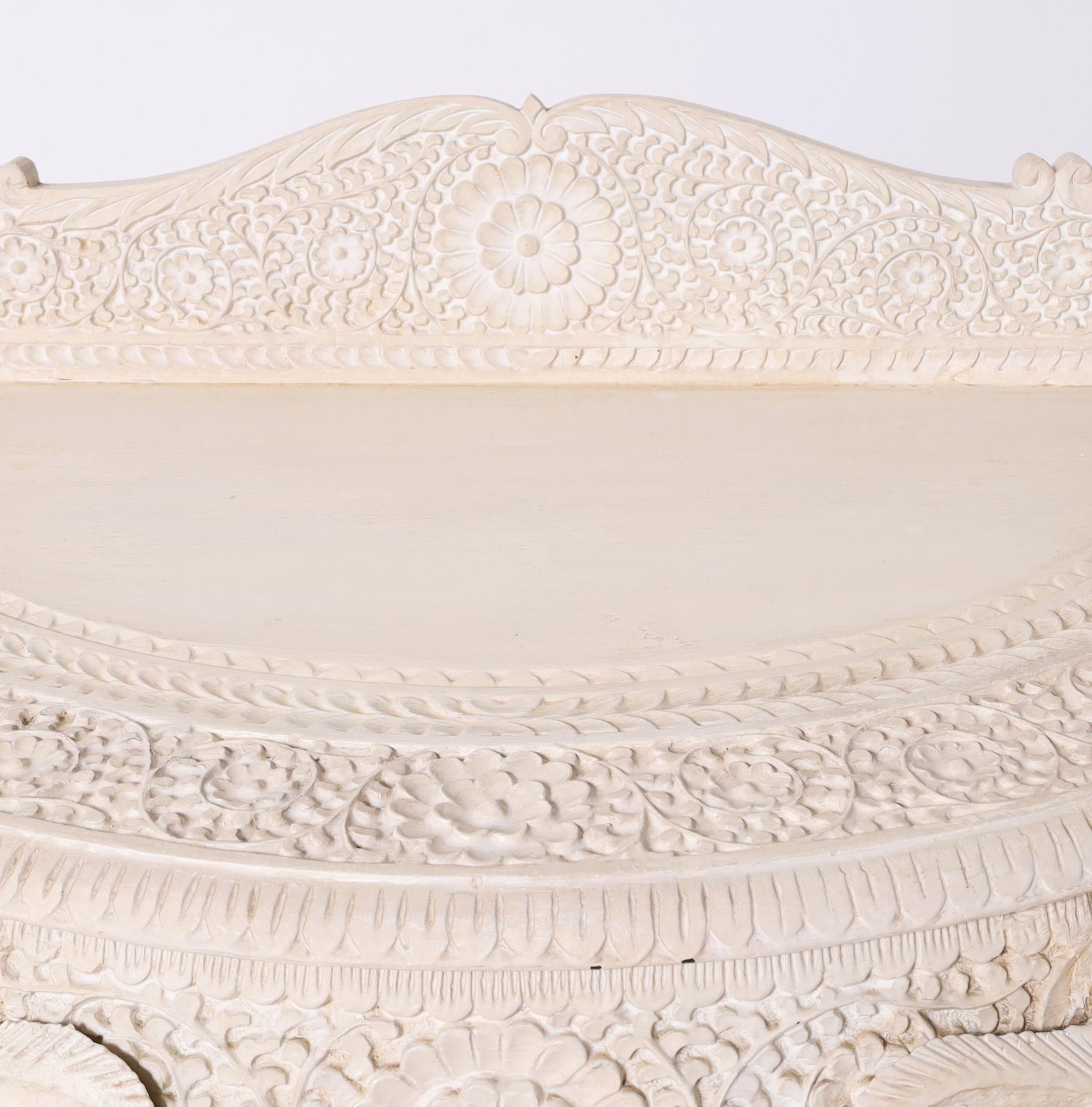 Antique Anglo Indian Demi-lune Elephant Head Console table In Good Condition For Sale In Palm Beach, FL