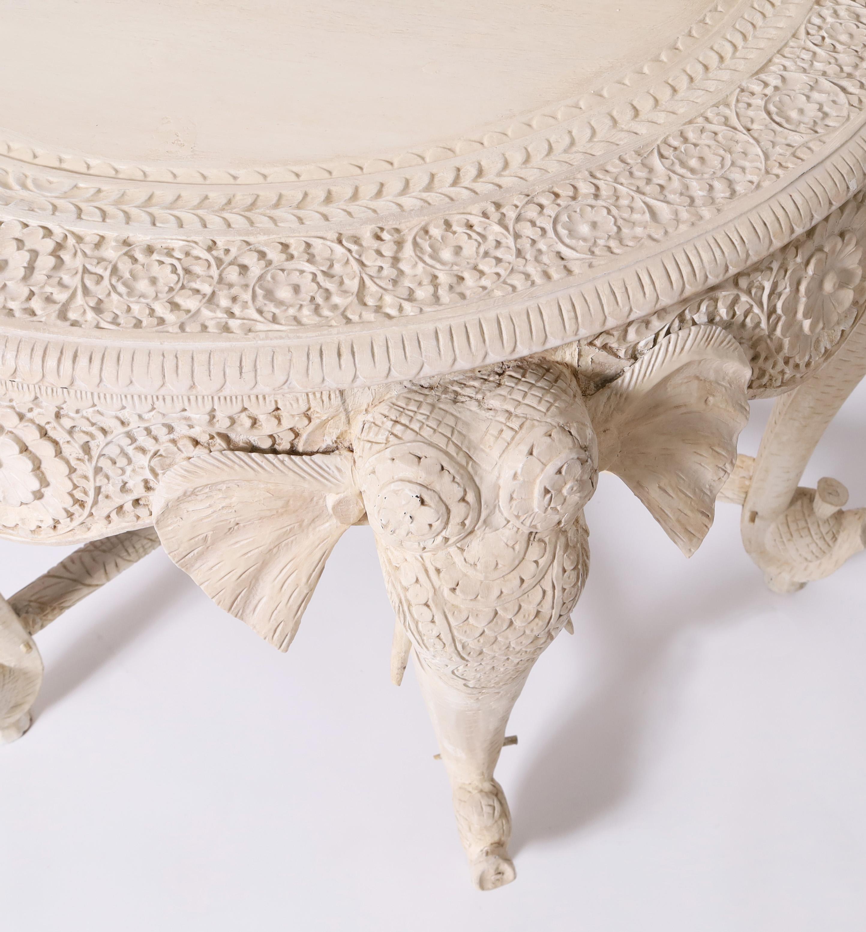 19th Century Antique Anglo Indian Demi-lune Elephant Head Console table For Sale