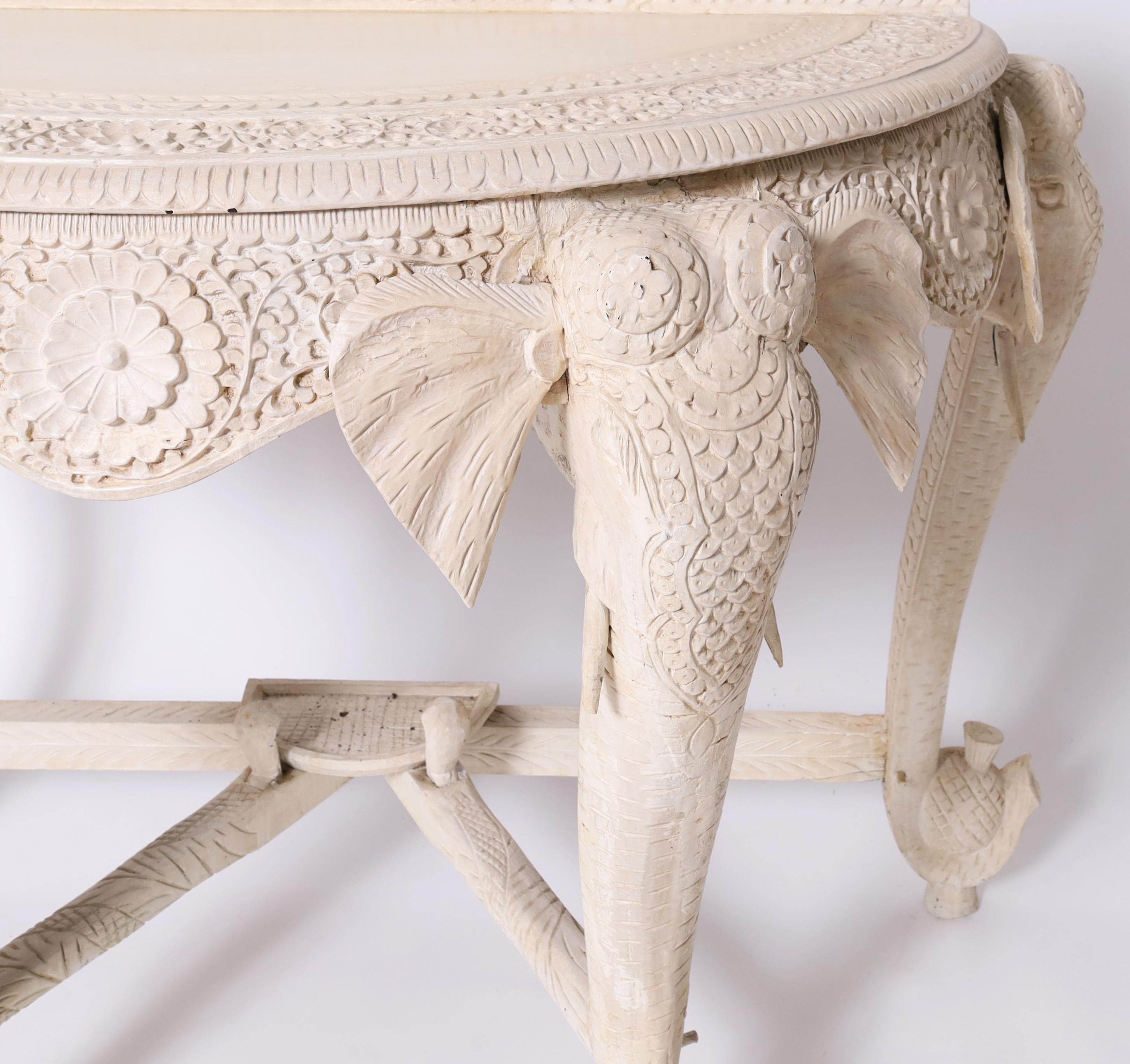 Antique Anglo Indian Demi-lune Elephant Head Console table For Sale 1