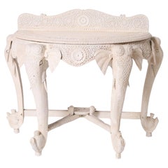 Antique Anglo Indian Demi-lune Elephant Head Console table