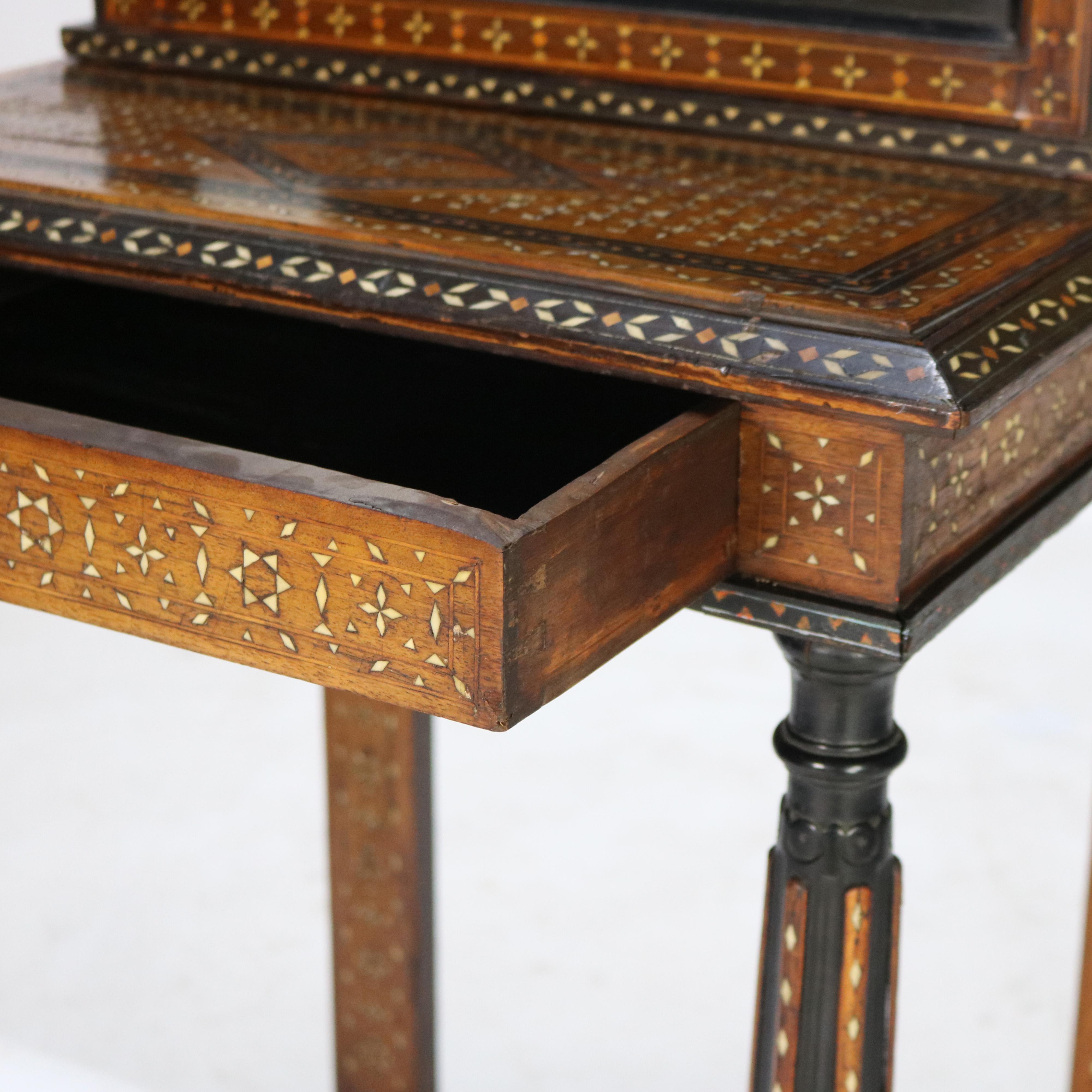 Antigua vitrina angloindia con incrustaciones de hueso C1880 Madera