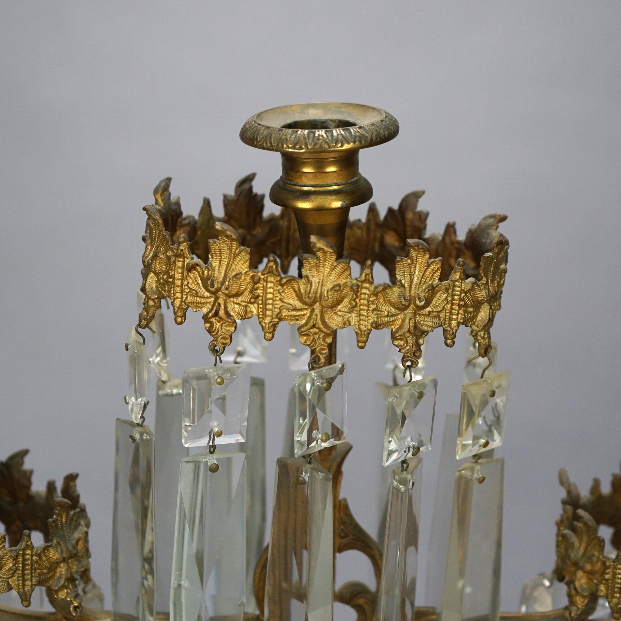 Antique Anglo-Indian Figural Brass & Marble Girandole Candelabra Set, circa 1890 For Sale 7