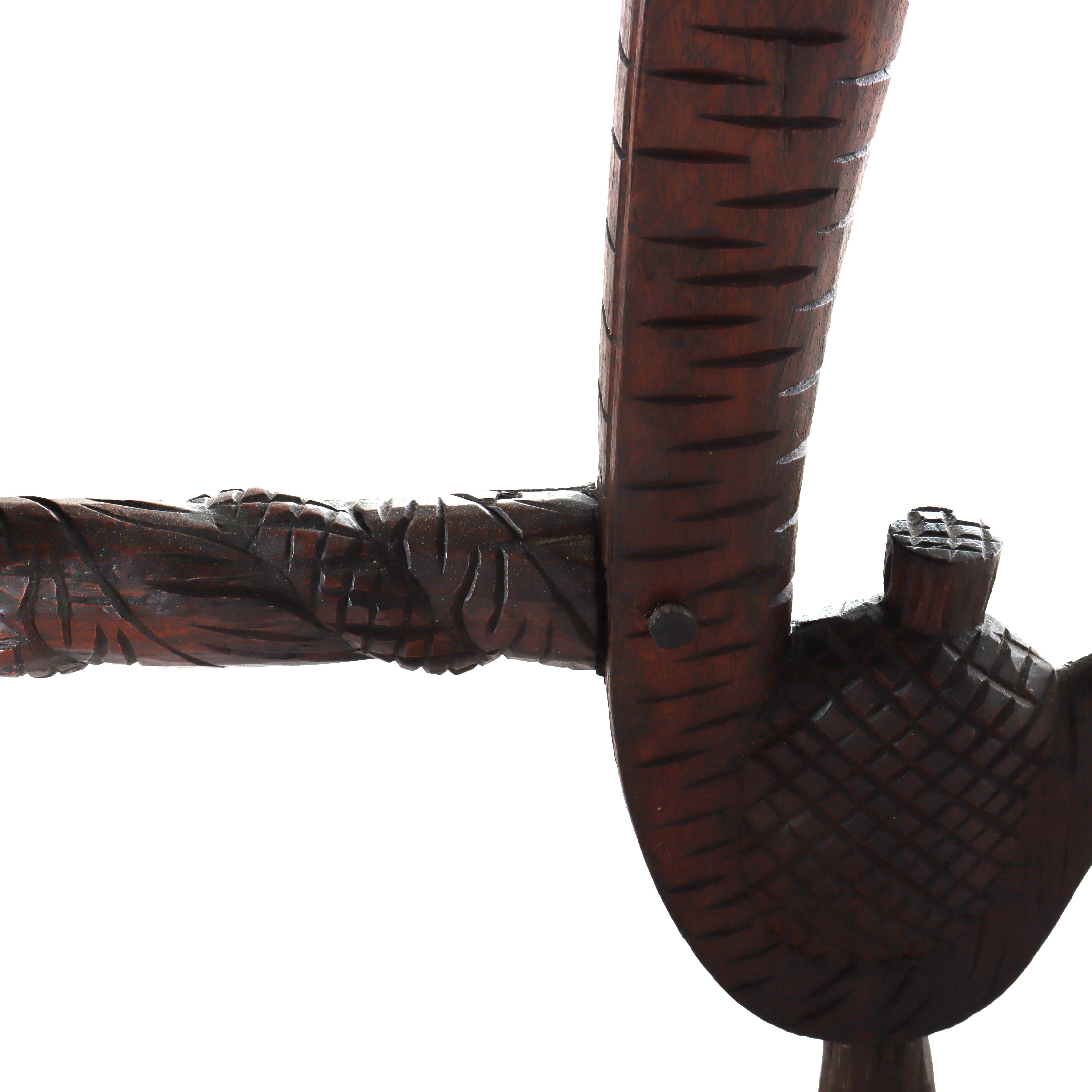 Antique Anglo Indian Figural Carved Rosewood Side Table With Elephants & Figure For Sale 6