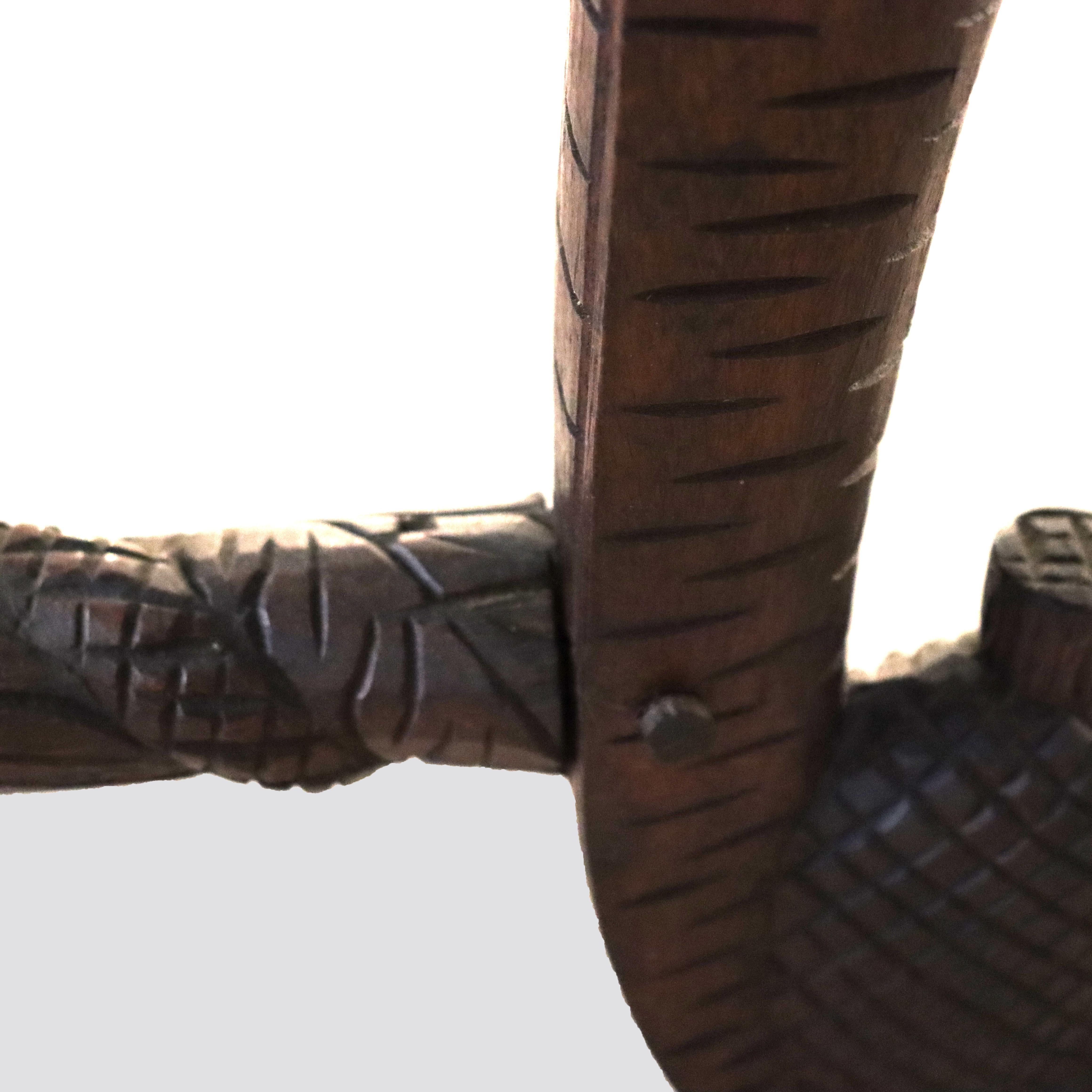 Antique Anglo Indian Figural Carved Rosewood Side Table With Elephants & Figure For Sale 7