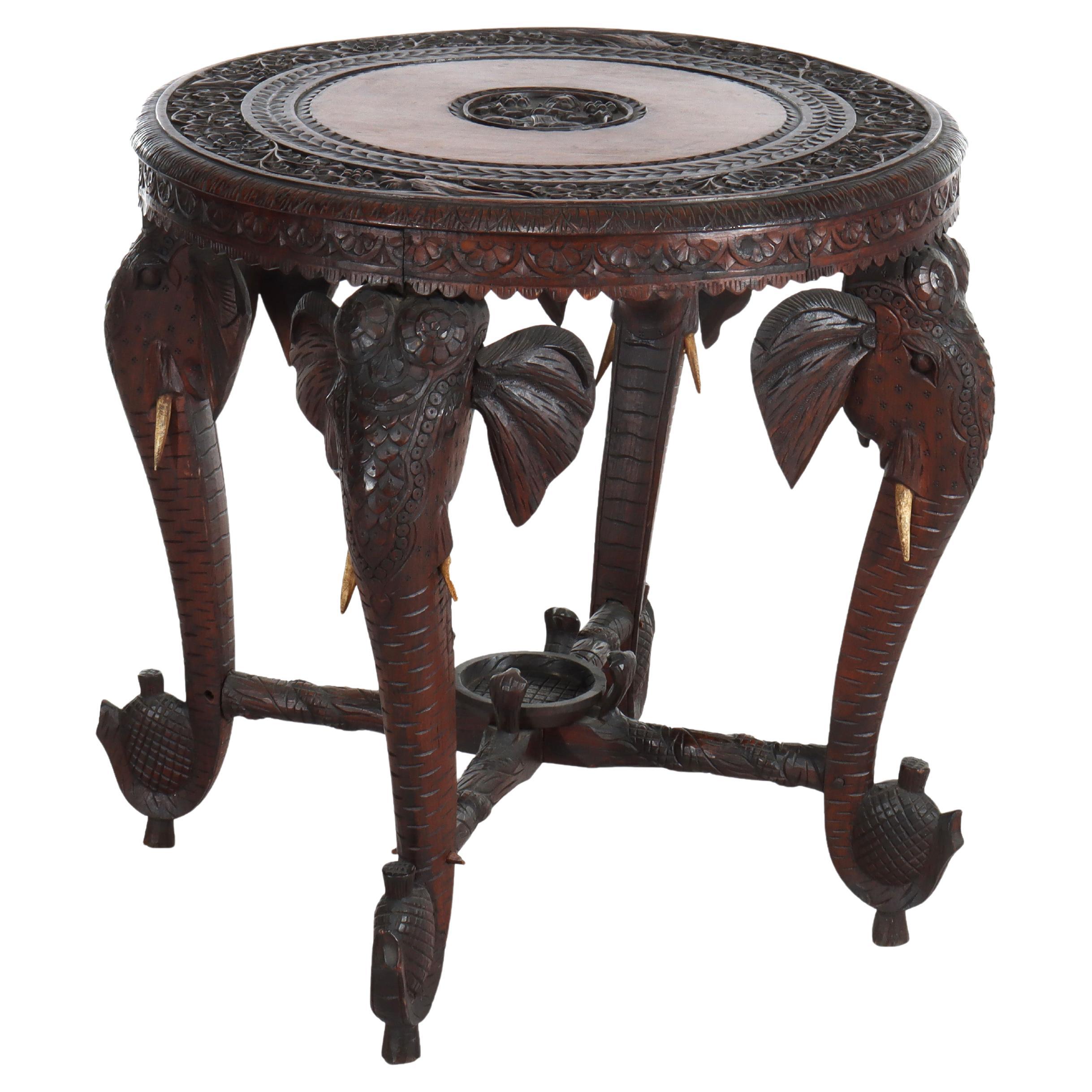 Antique Anglo Indian Figural Carved Rosewood Side Table With Elephants
Figure