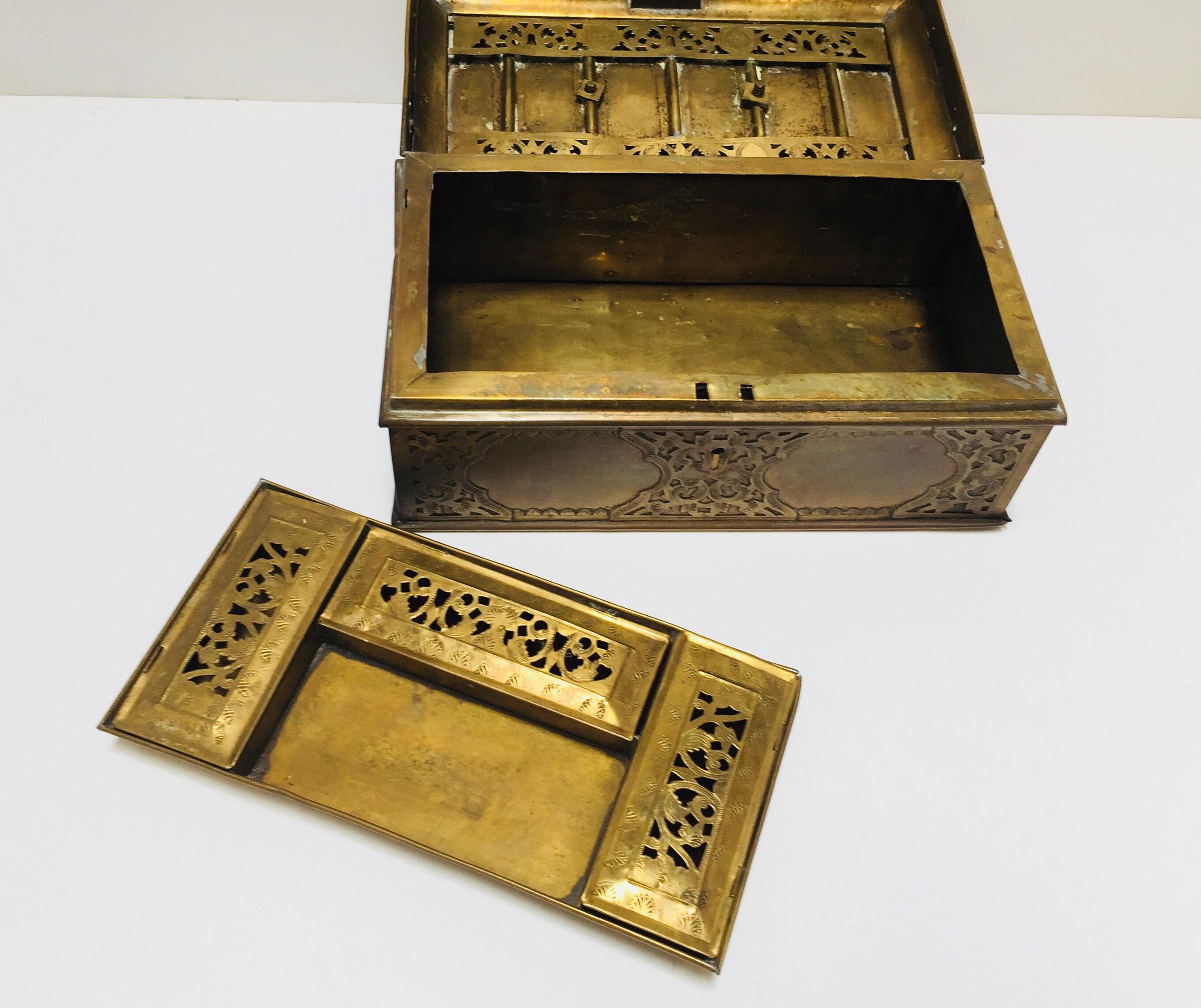 Antique Anglo Indian Georgian Brass Desk Box 4