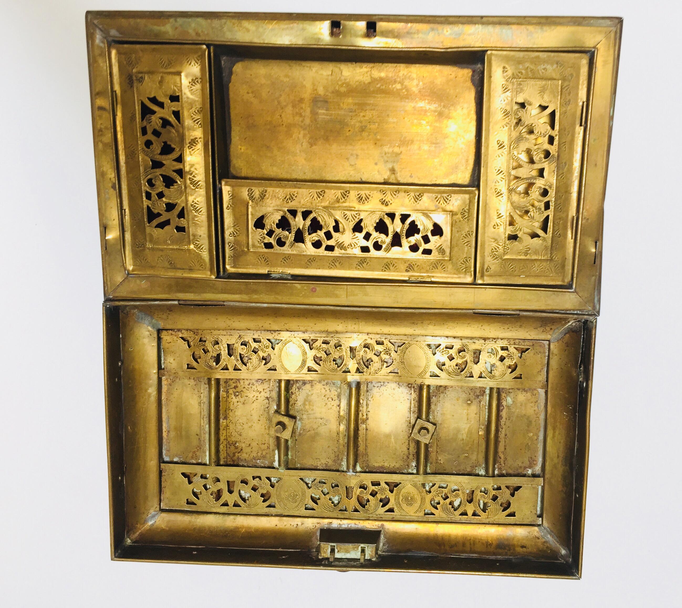 Antique Anglo Indian Georgian Brass Desk Box 5