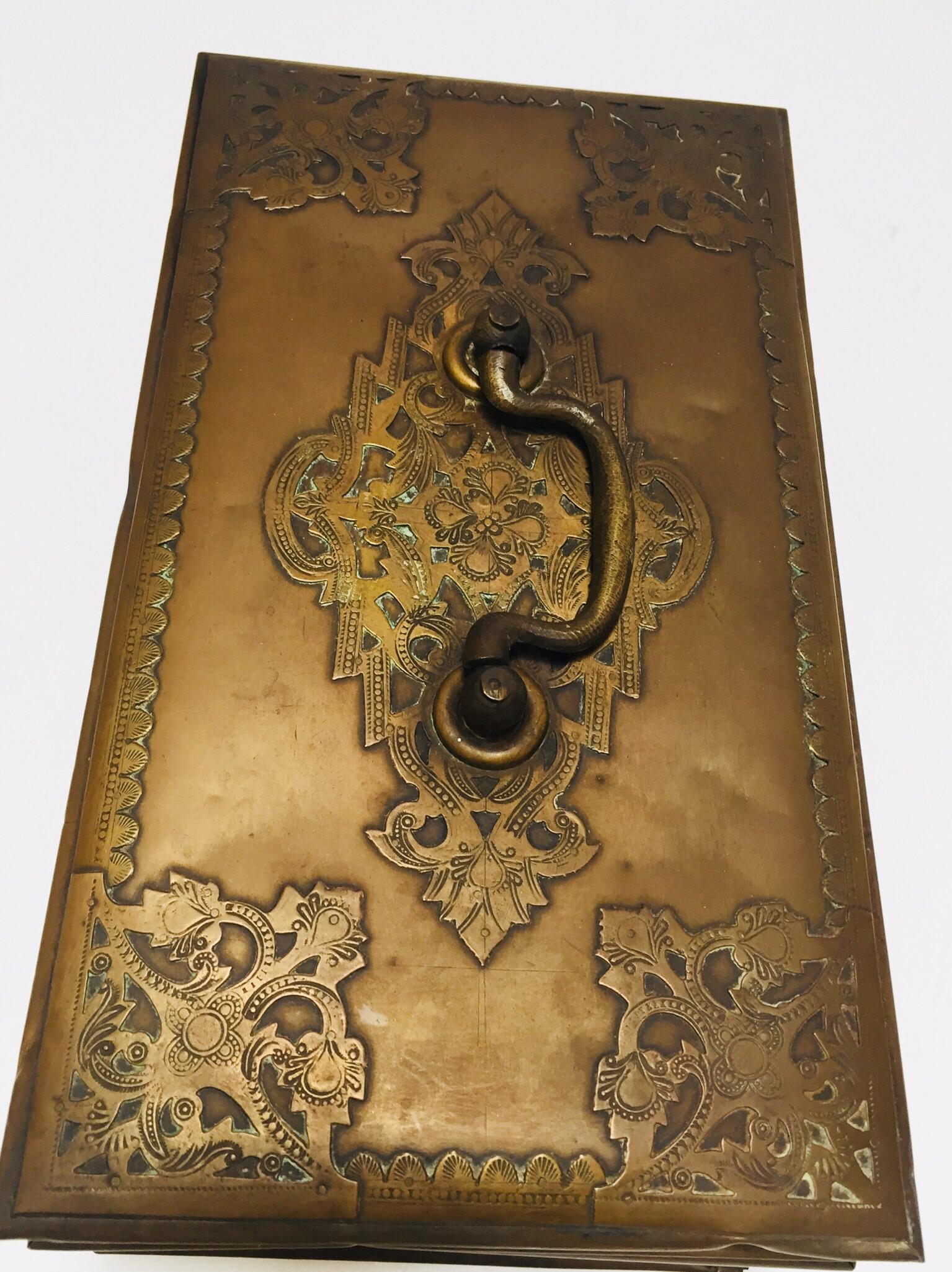 Antique Anglo Indian Georgian Brass Desk Box 7