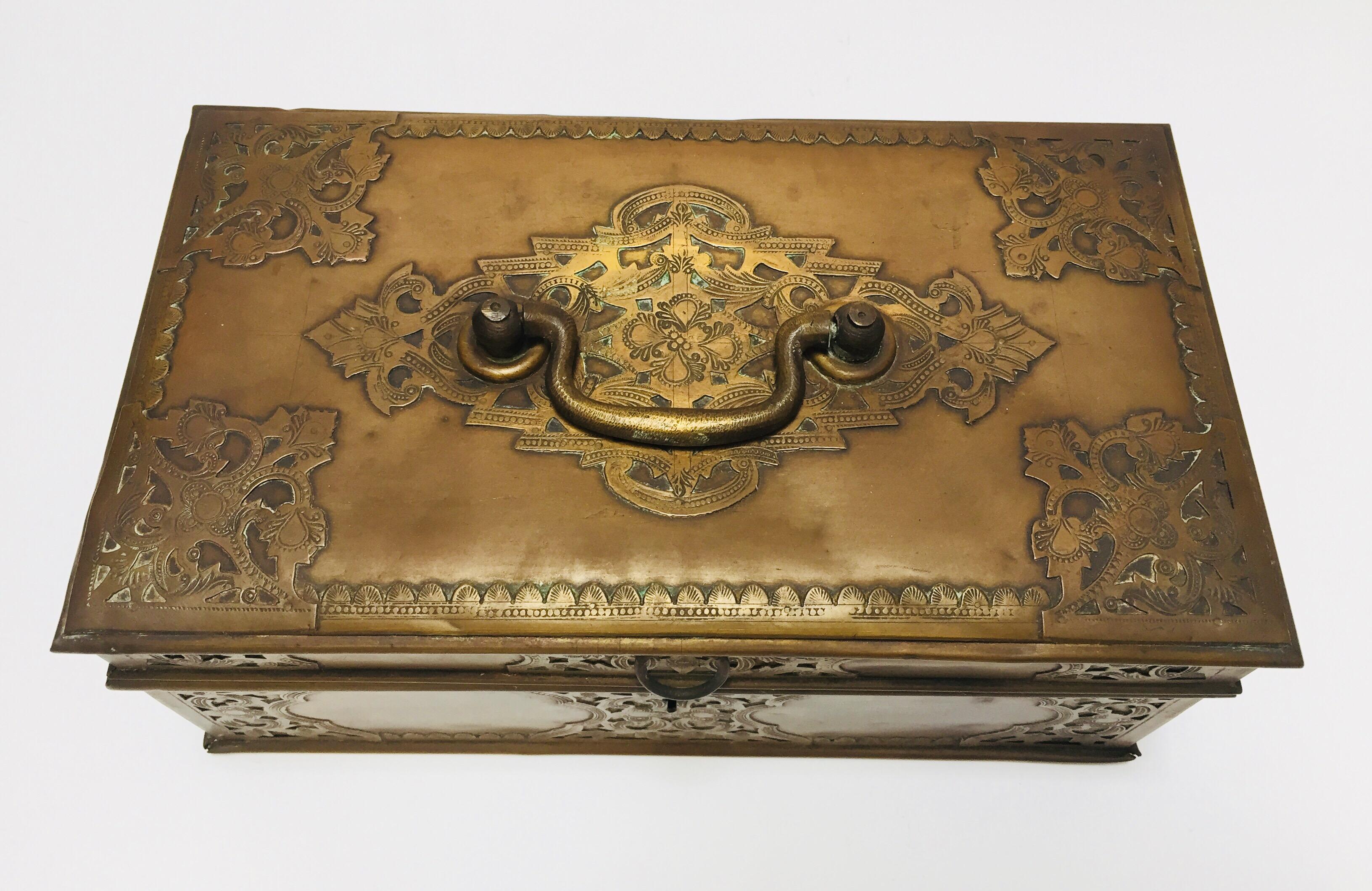 Antique Anglo Indian Georgian Brass Desk Box 9