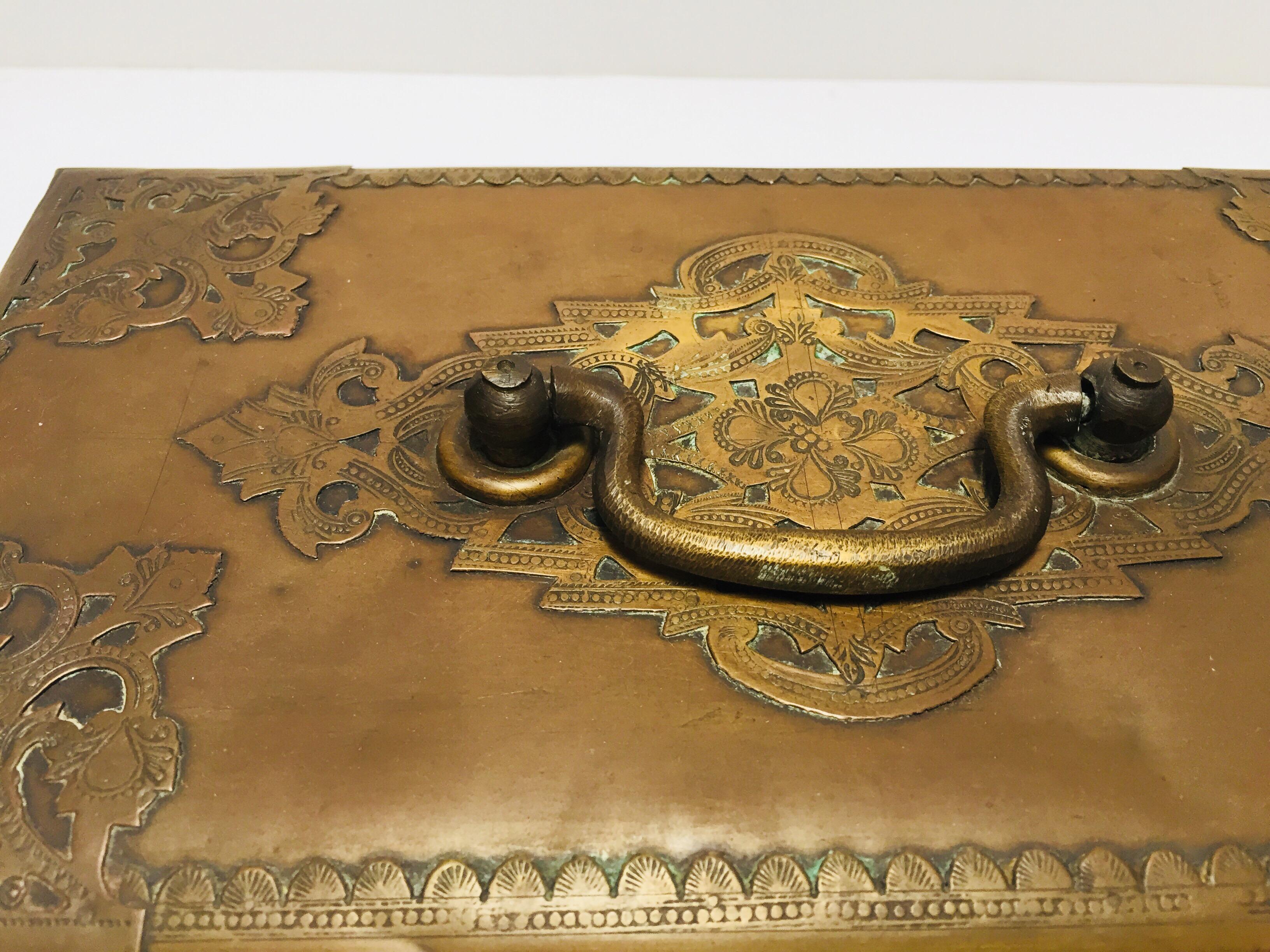 Antique Anglo Indian Georgian Brass Desk Box 10
