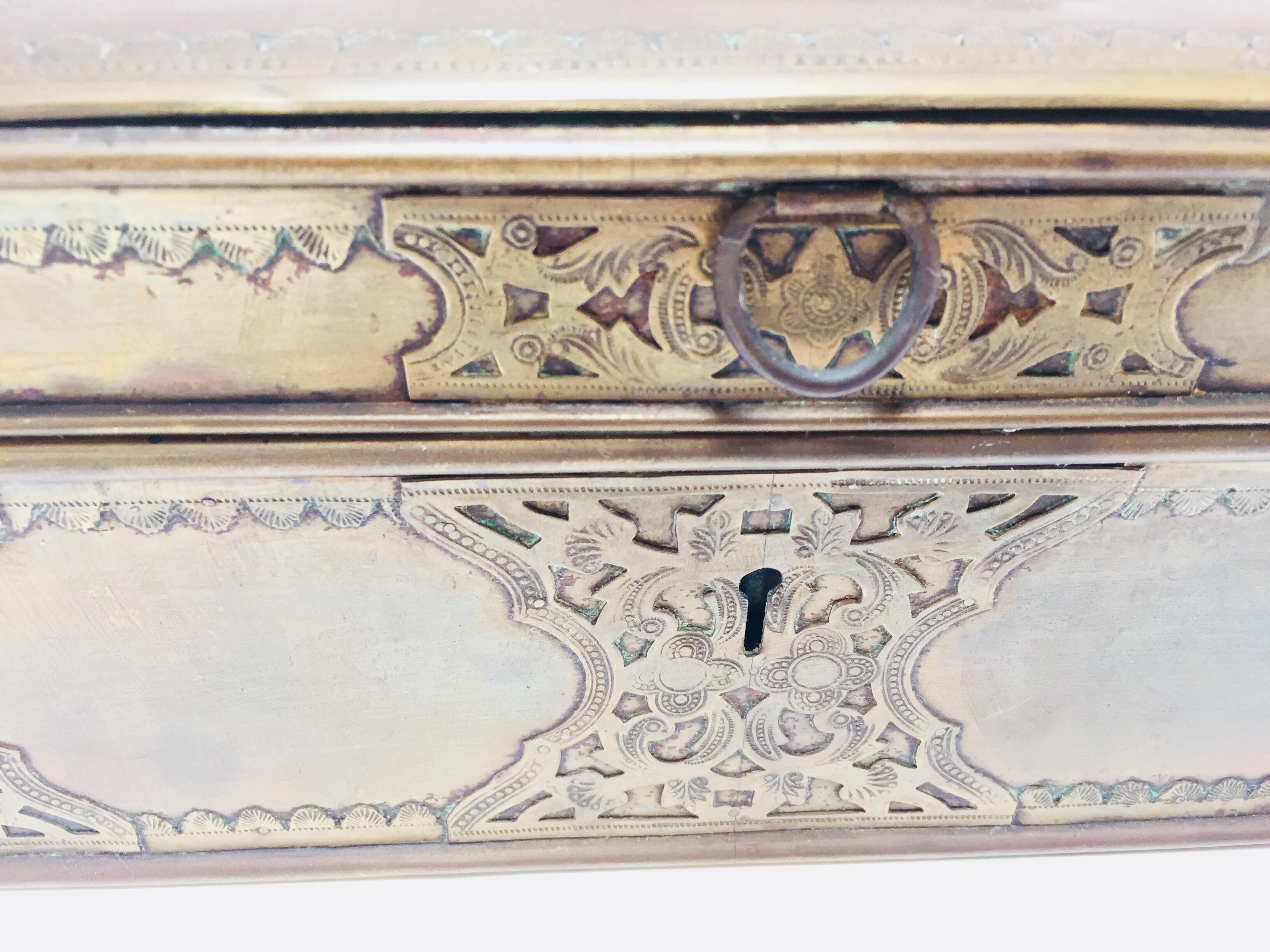 Antique Anglo Indian Georgian Brass Desk Box 11