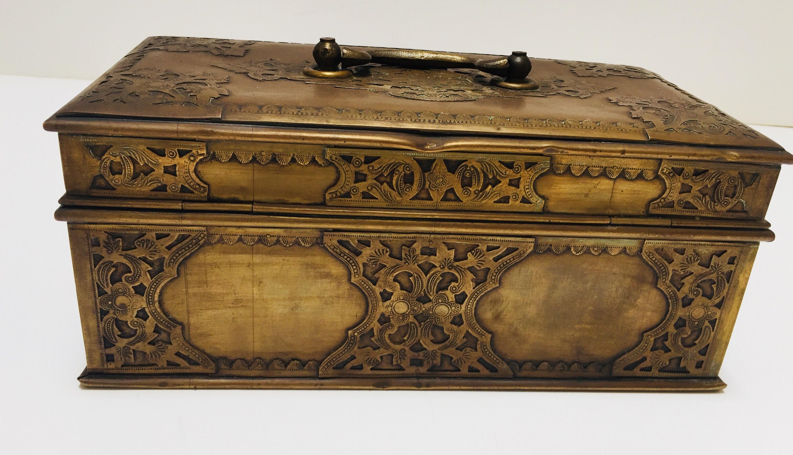 Antique Anglo Indian Georgian Brass Desk Box 12