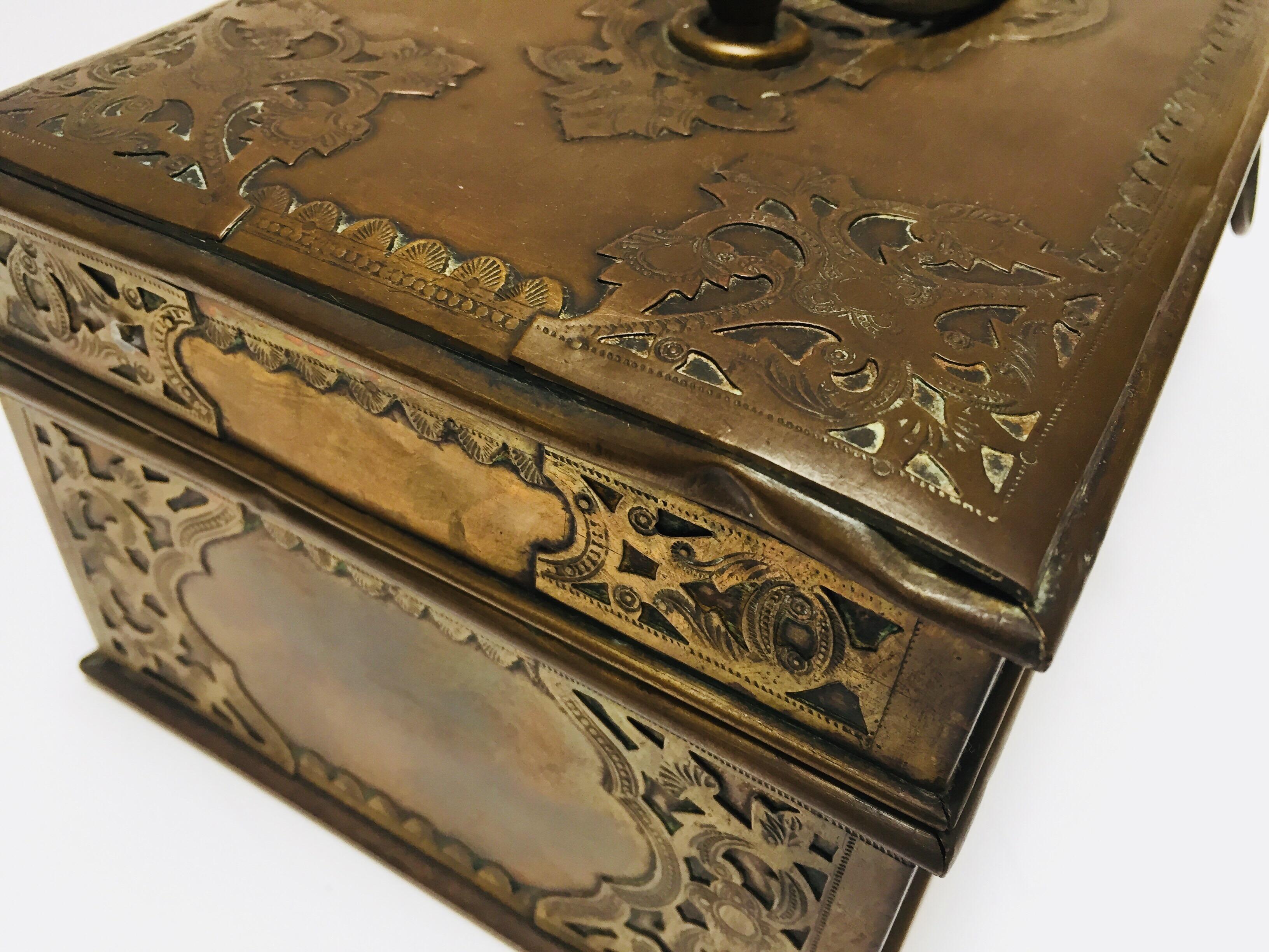 Antique Anglo Indian Georgian Brass Desk Box 13