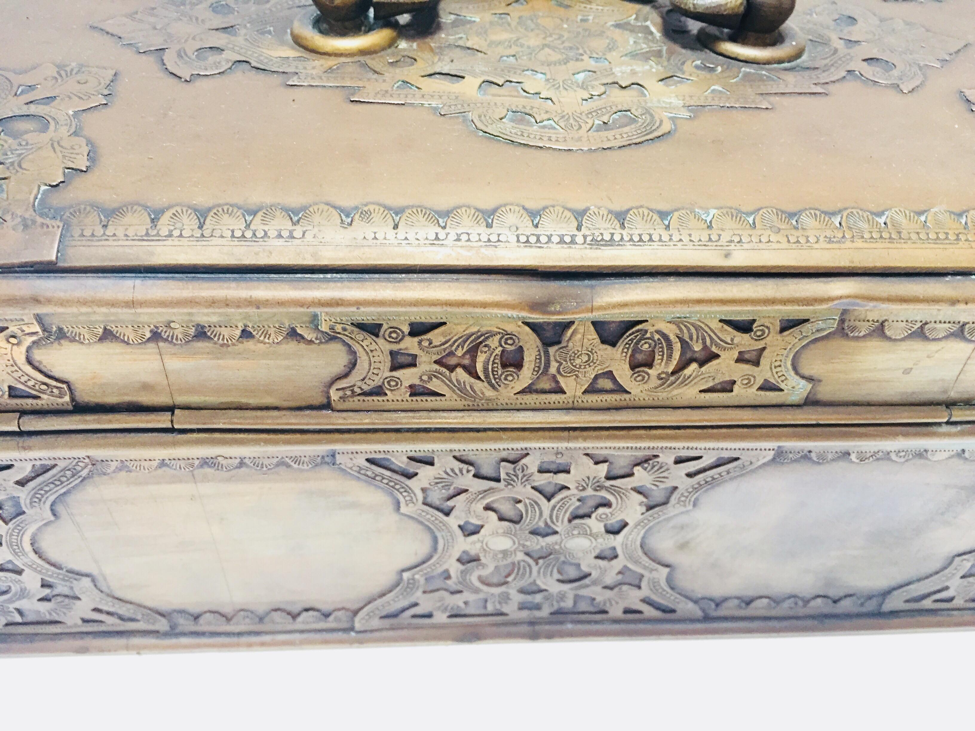 Antique Anglo Indian Georgian Brass Desk Box 14