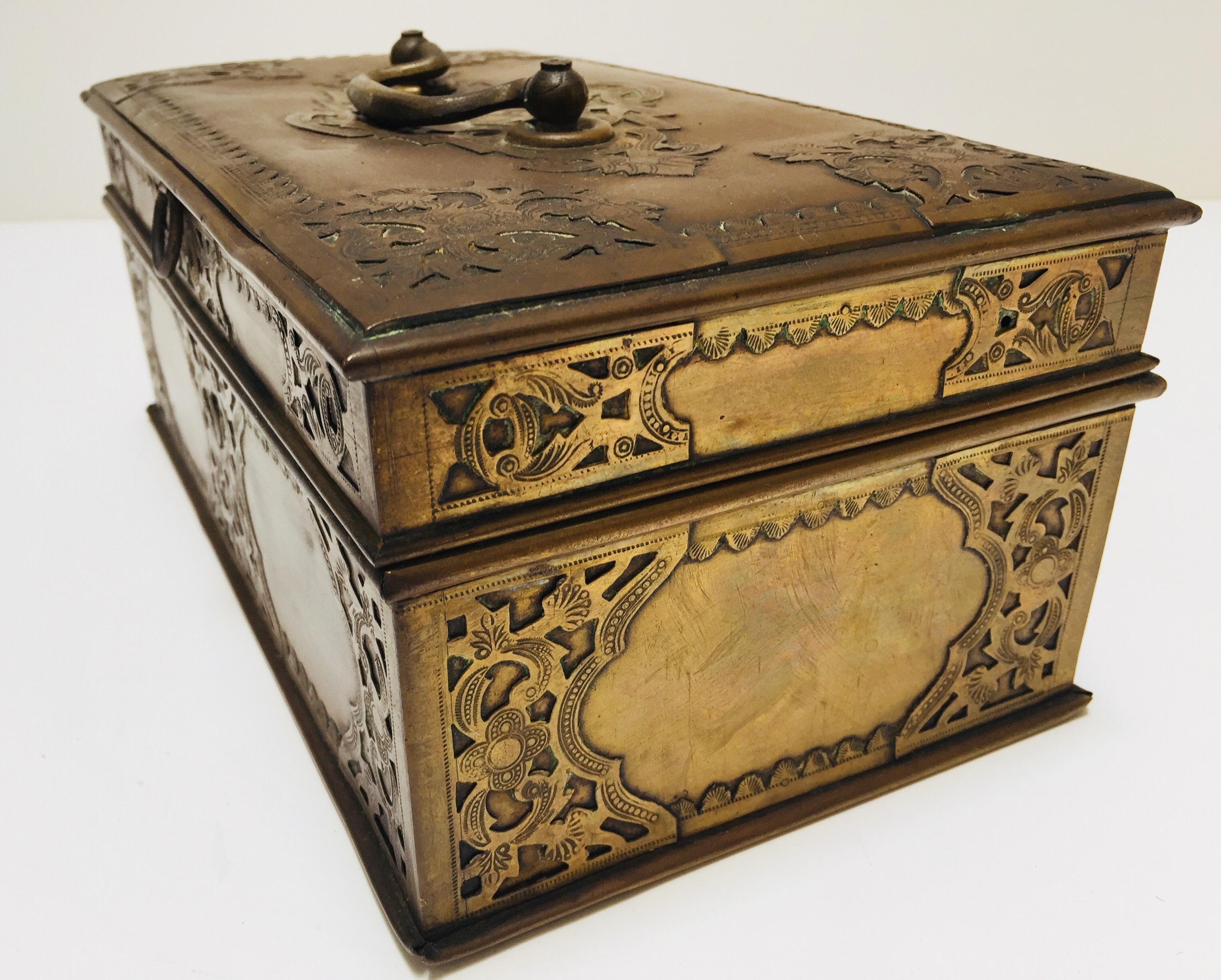 Anglo-Indian Antique Anglo Indian Georgian Brass Desk Box