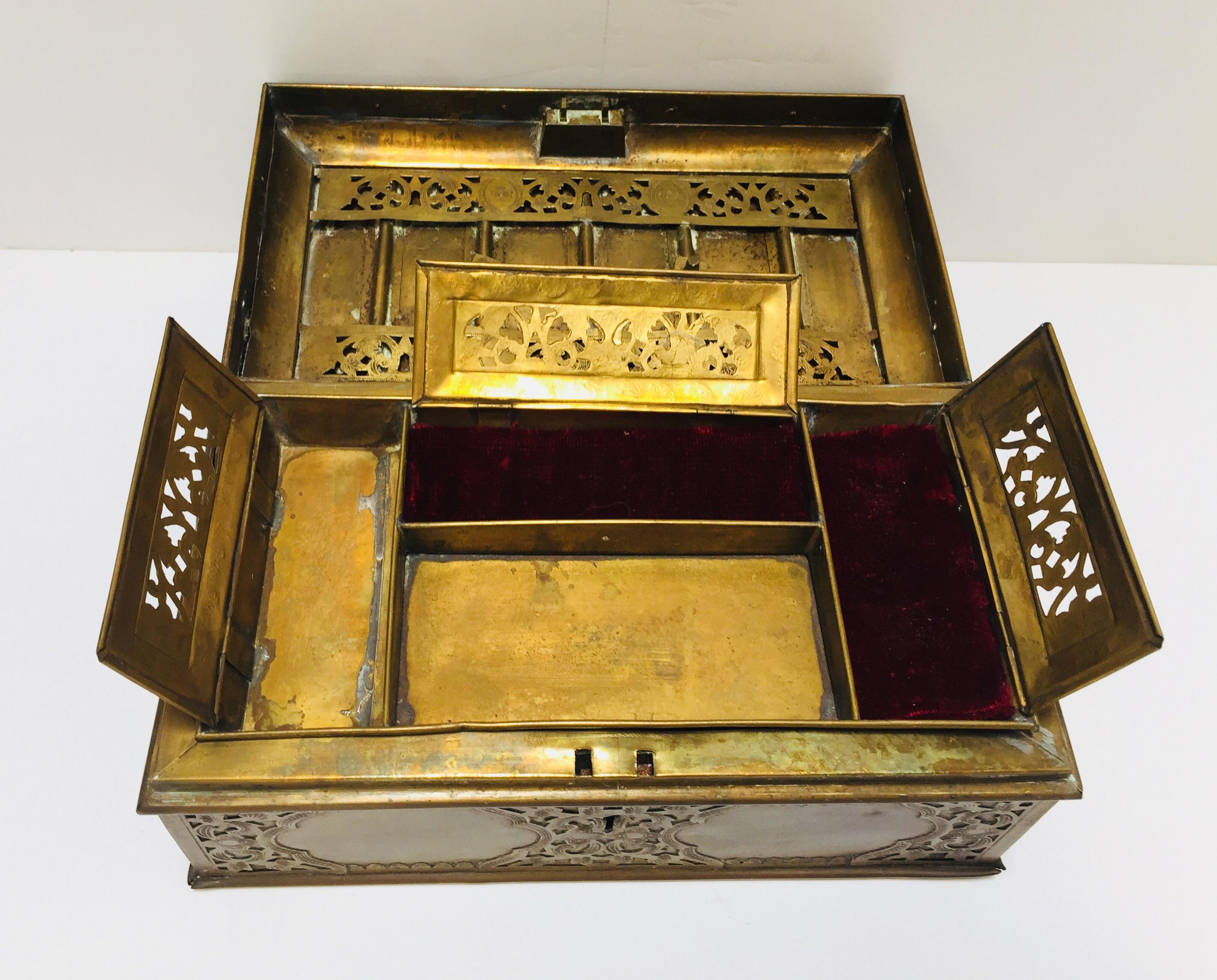 19th Century Antique Anglo Indian Georgian Brass Desk Box