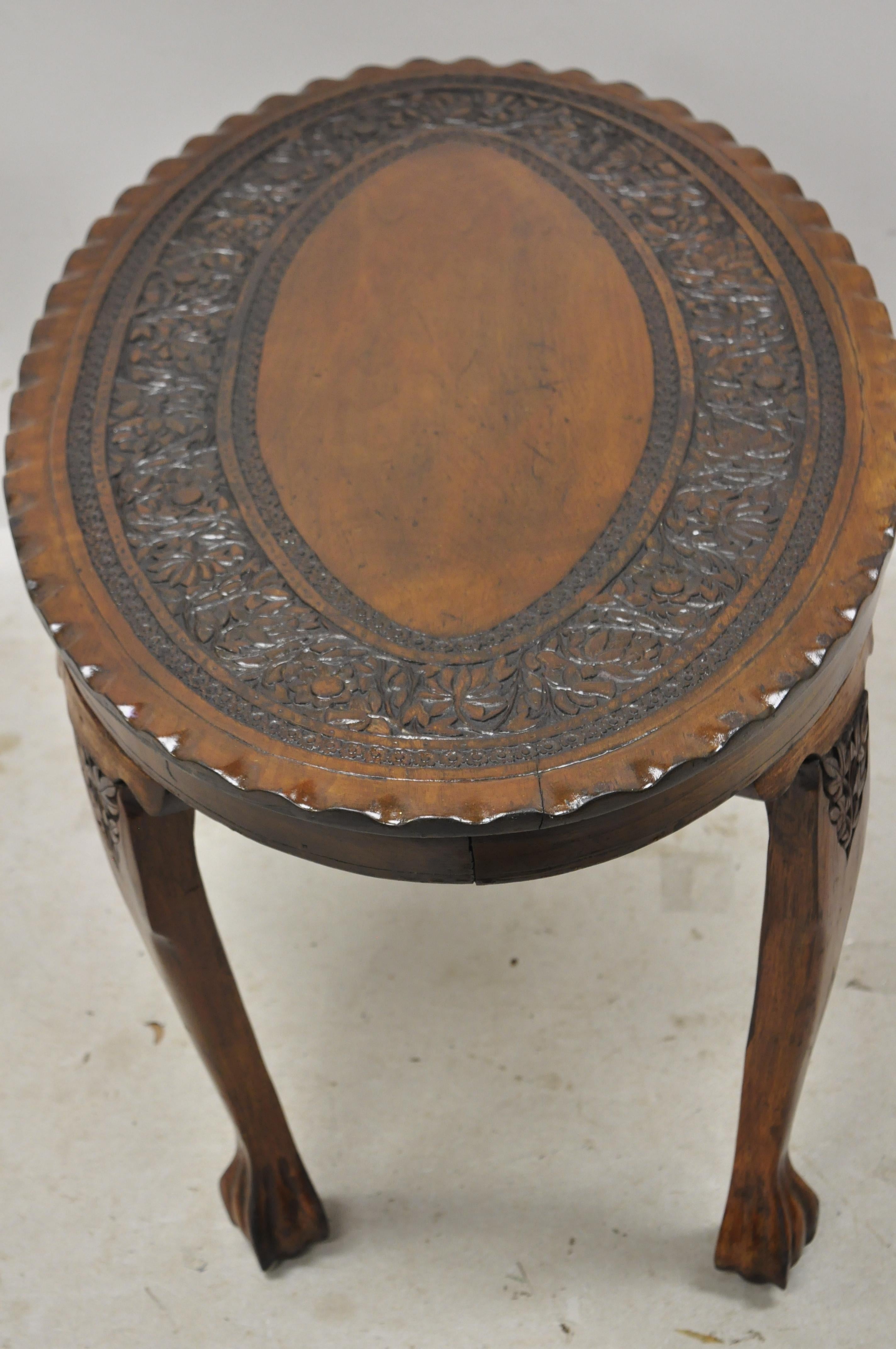 Antique Anglo Indian Georgian Small Paw Feet Oval Mahogany Coffee Table 'A' 6