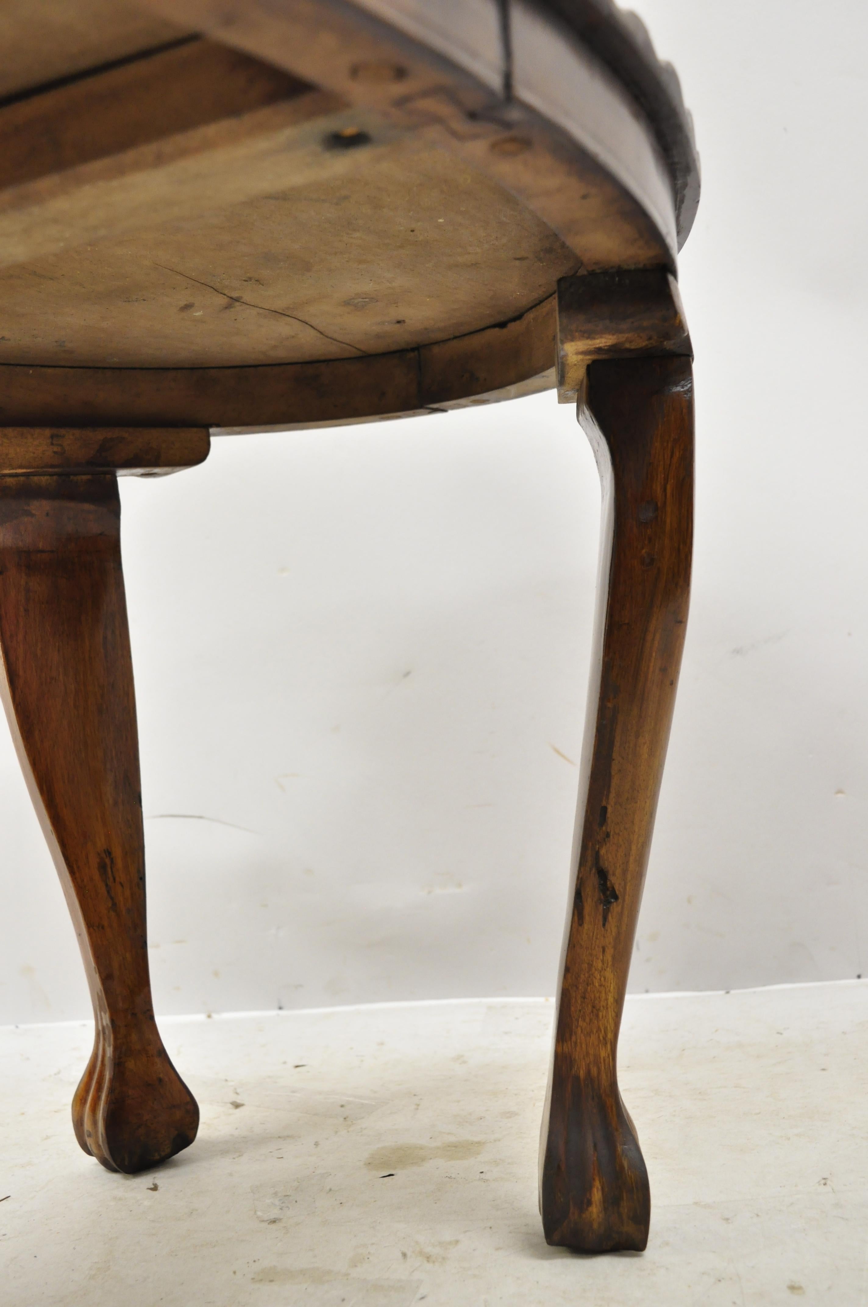 Antique Anglo Indian Georgian Small Paw Feet Oval Mahogany Coffee Table 'A' 7