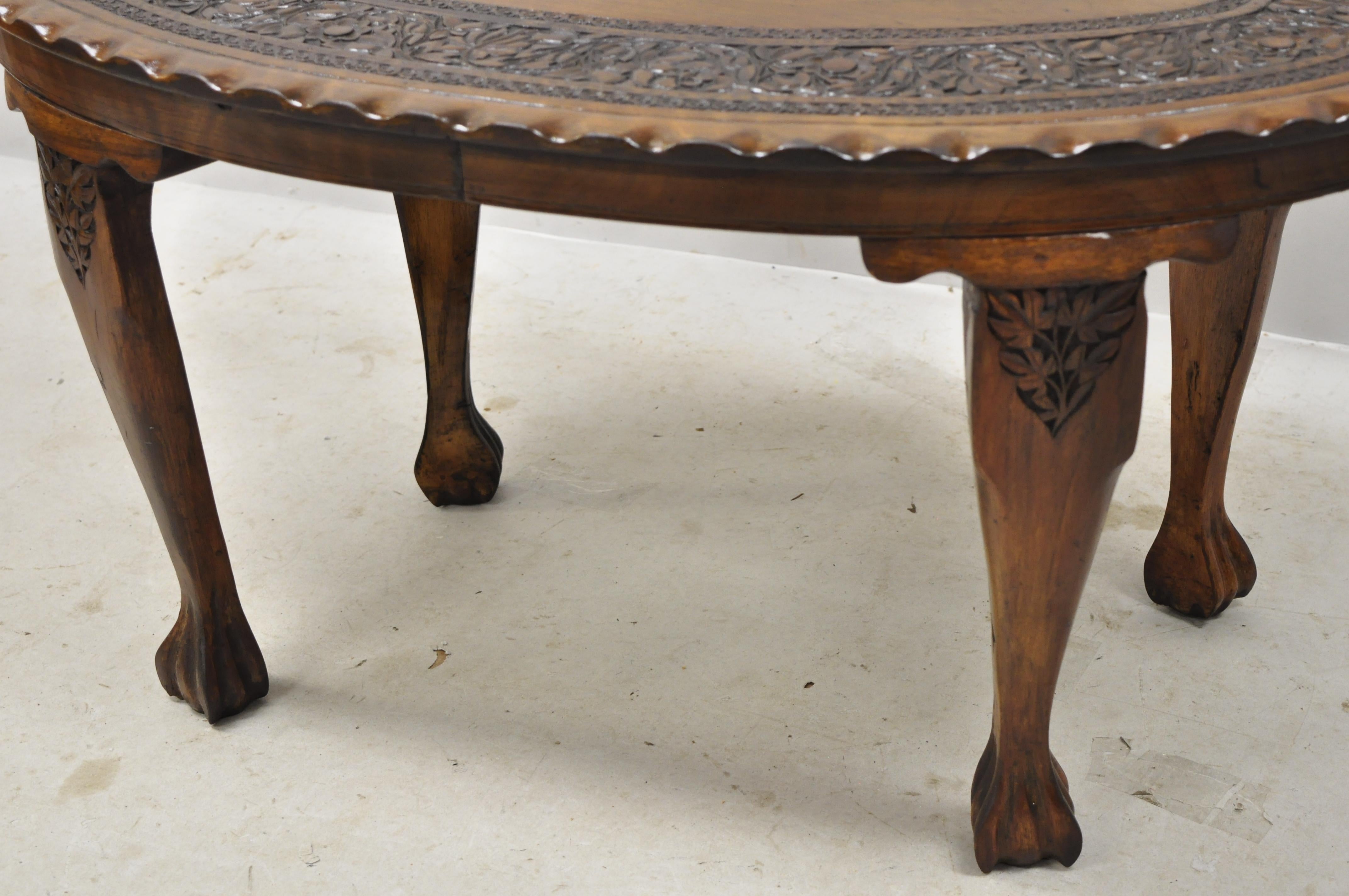 Antique Anglo Indian Georgian Small Paw Feet Oval Mahogany Coffee Table 'A' 1