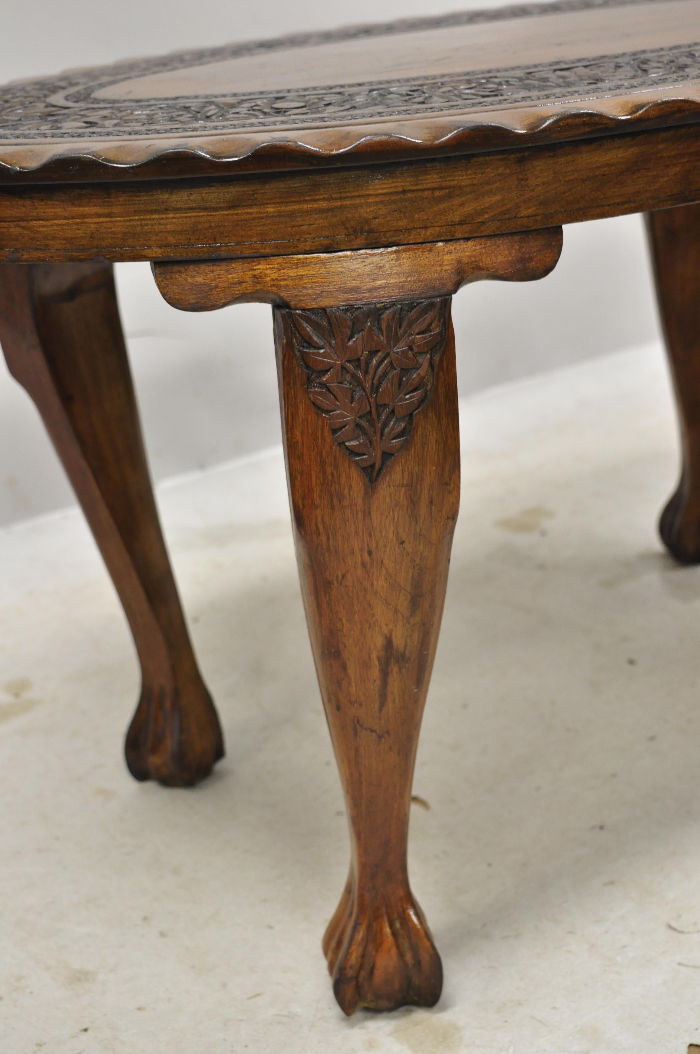 Antique Anglo Indian Georgian Small Paw Feet Oval Mahogany Coffee Table 'A' 3