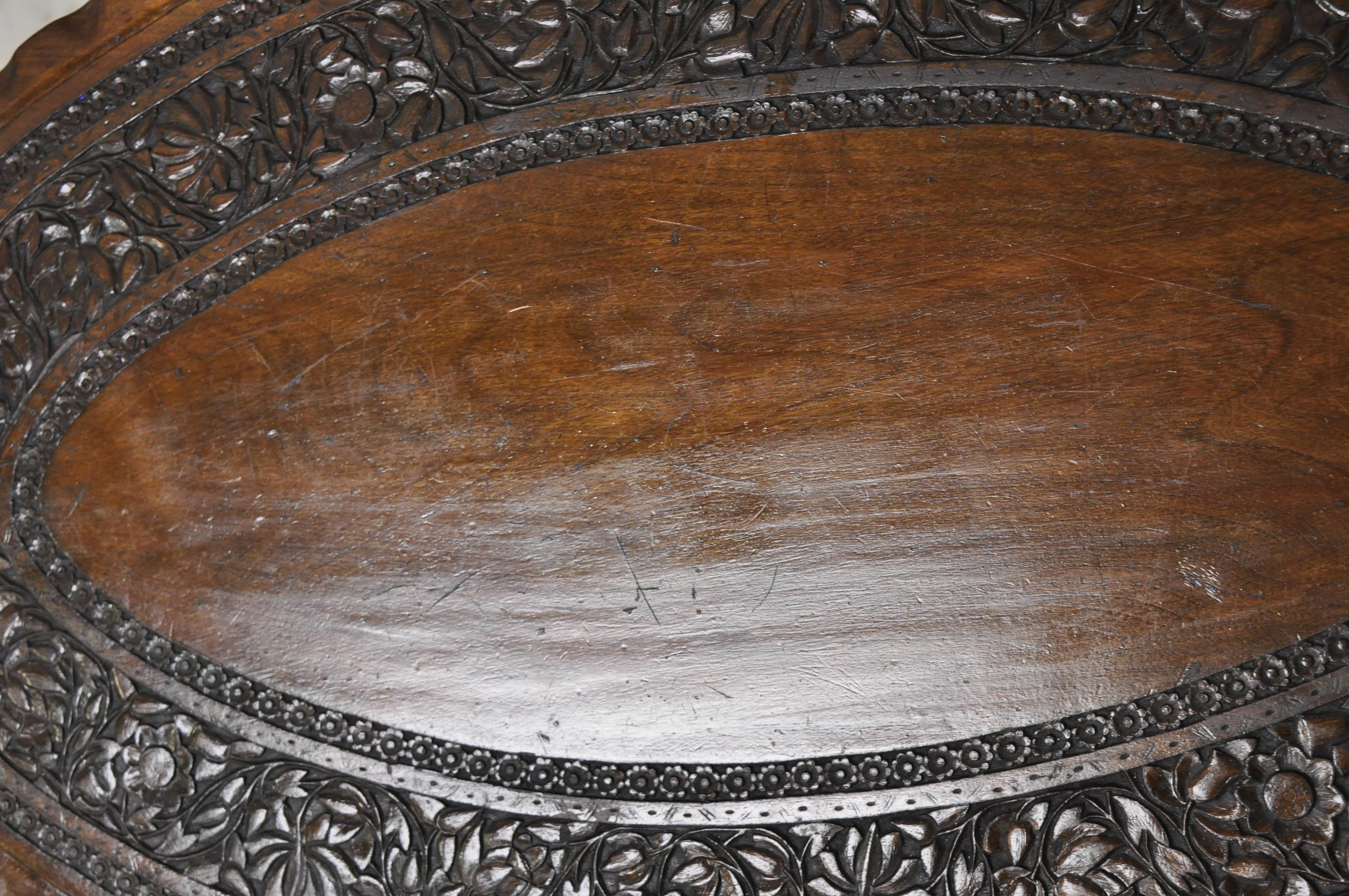 Antique Anglo Indian Georgian Small Paw Feet Oval Mahogany Coffee Table 'A' 4