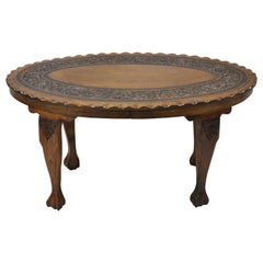 Antique Anglo Indian Georgian Small Paw Feet Oval Mahogany Coffee Table 'A'