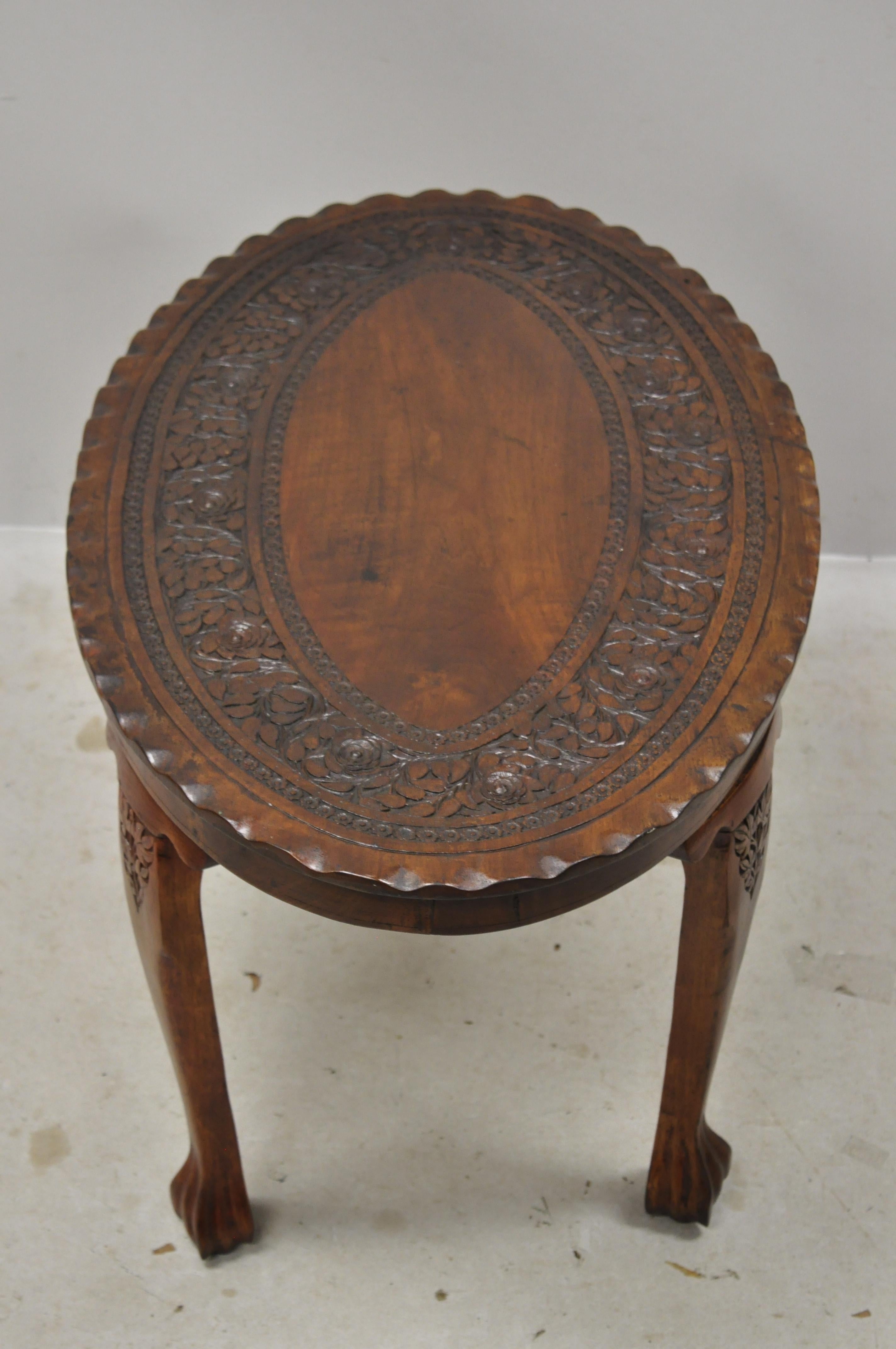 Antique Anglo Indian Georgian Small Paw Feet Oval Mahogany Coffee Table 'B' 1