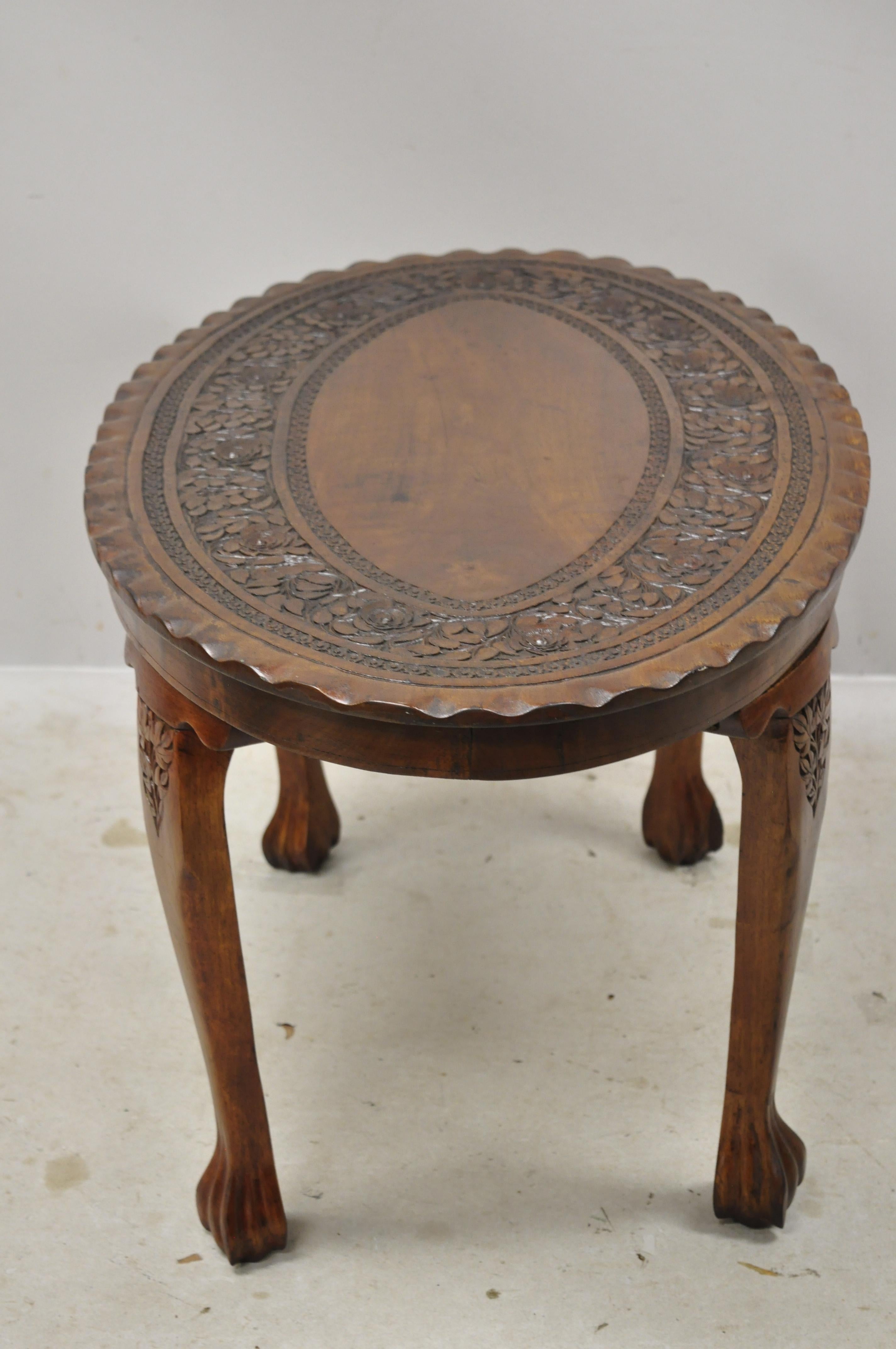 Antique Anglo Indian Georgian Small Paw Feet Oval Mahogany Coffee Table 'B' 4