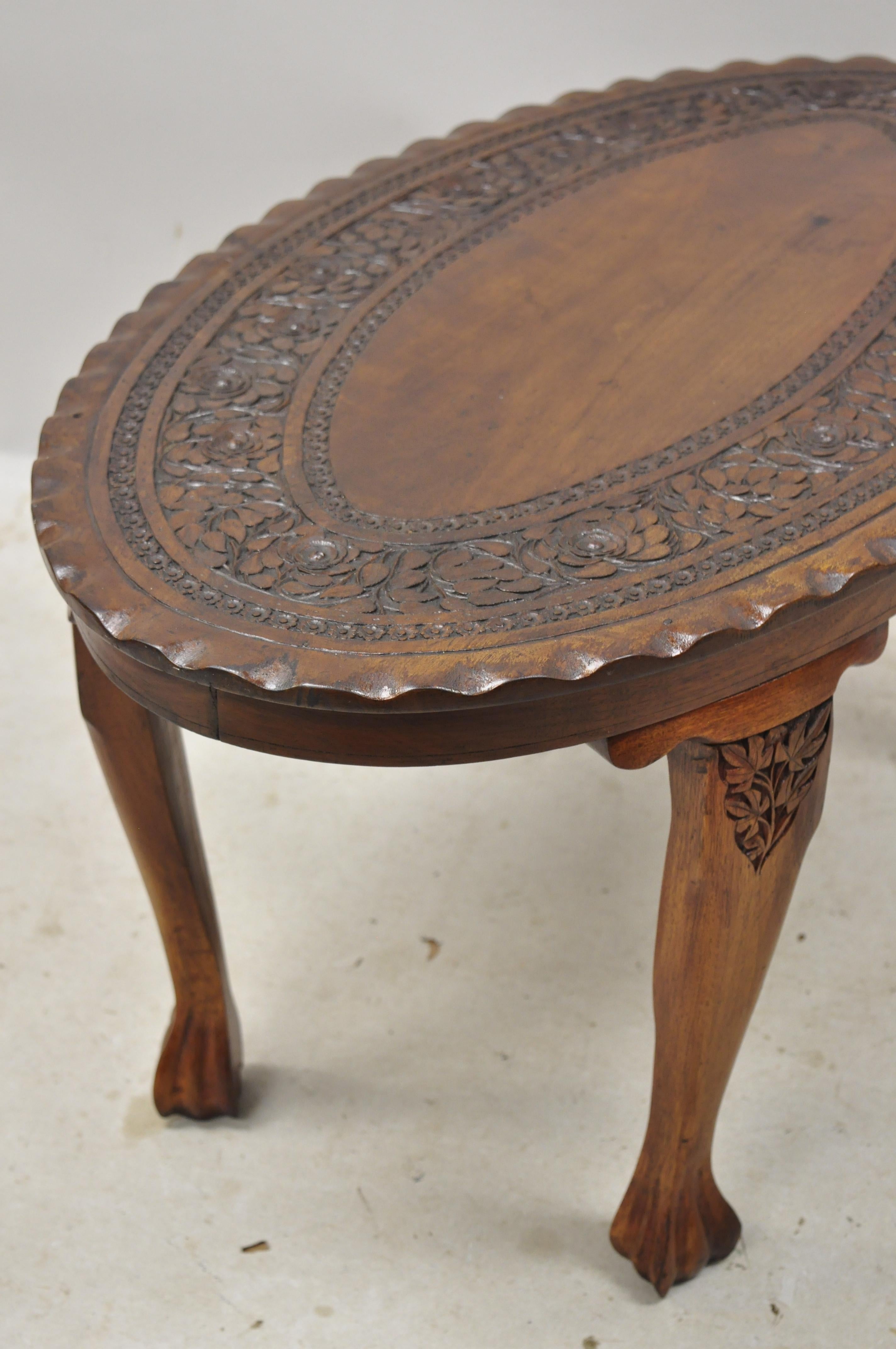 Antique Anglo Indian Georgian Small Paw Feet Oval Mahogany Coffee Table 'B' 5