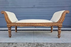 Antique Anglo-Indian Gondola-shaped Chaise Lounge done in Padouk and Bone Inlay