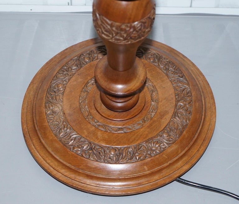 Antique Anglo Indian Hand Carved Floor Standing Lamp Heavily Detailed Nice Find At 1stdibs