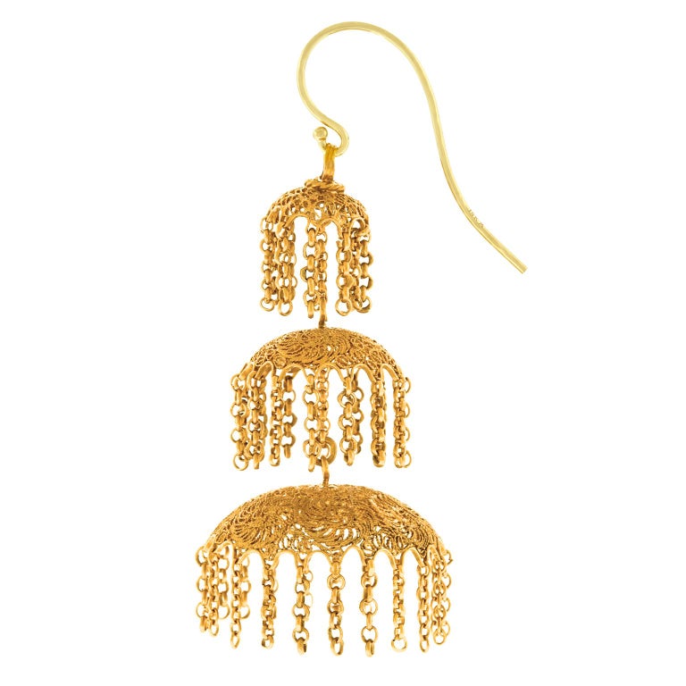 Antique AngloIndian High Karat Gold Chandelier Earrings at 1stDibs