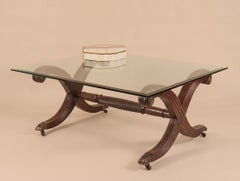 Antique Anglo-Indian Mahogany Coffee Table with Glass Top
